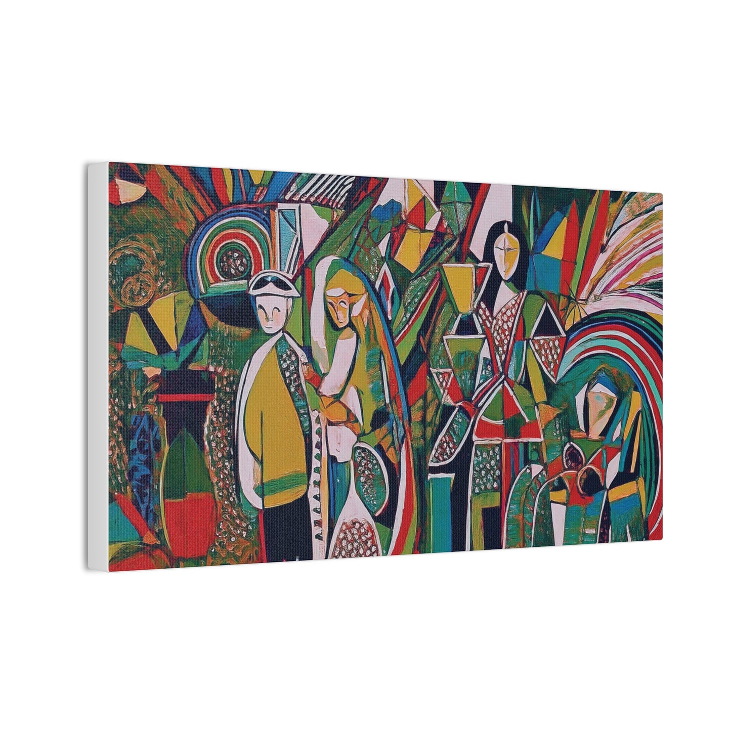 Canvas Print - Colorful Abstract Couple and Lady Standing Away