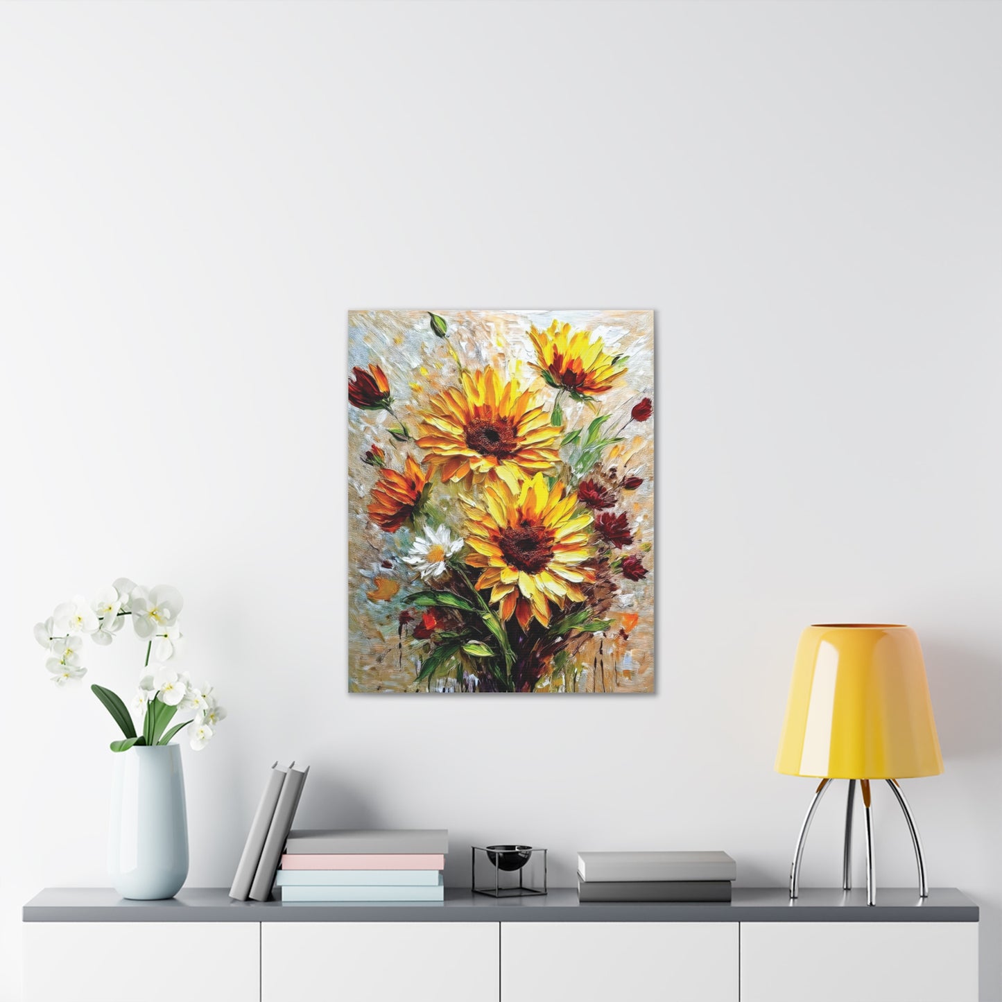 Vibrant Floral Canvas Print, Sunflower Wall Art, Home Decor, Bright Gift, Spring Decor, Nature Inspired Art