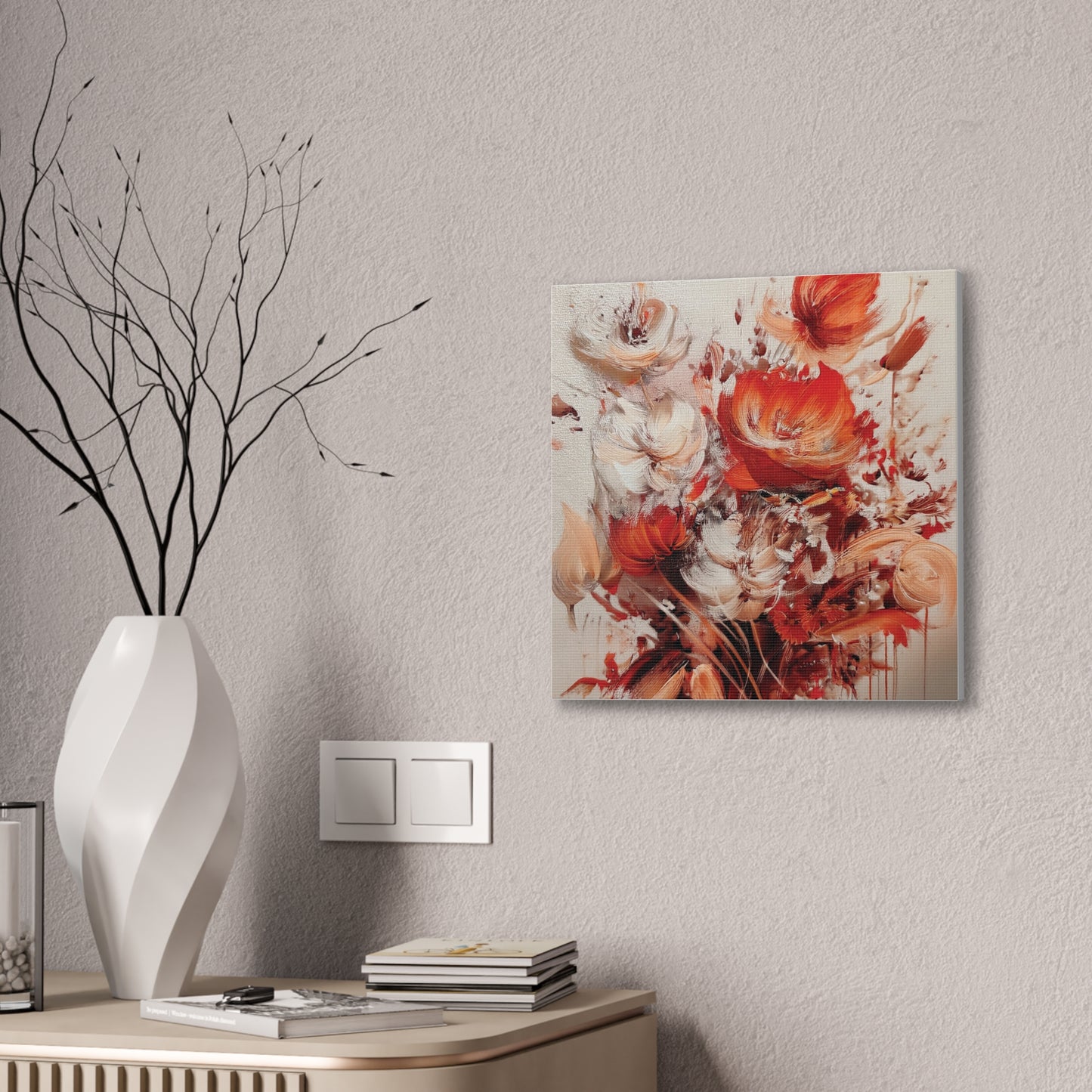 Floral Canvas Wall Art, Vibrant Flower Artwork, Home Decor, Living Room Decor, Gift for Her, Boho Chic Wall Hanging