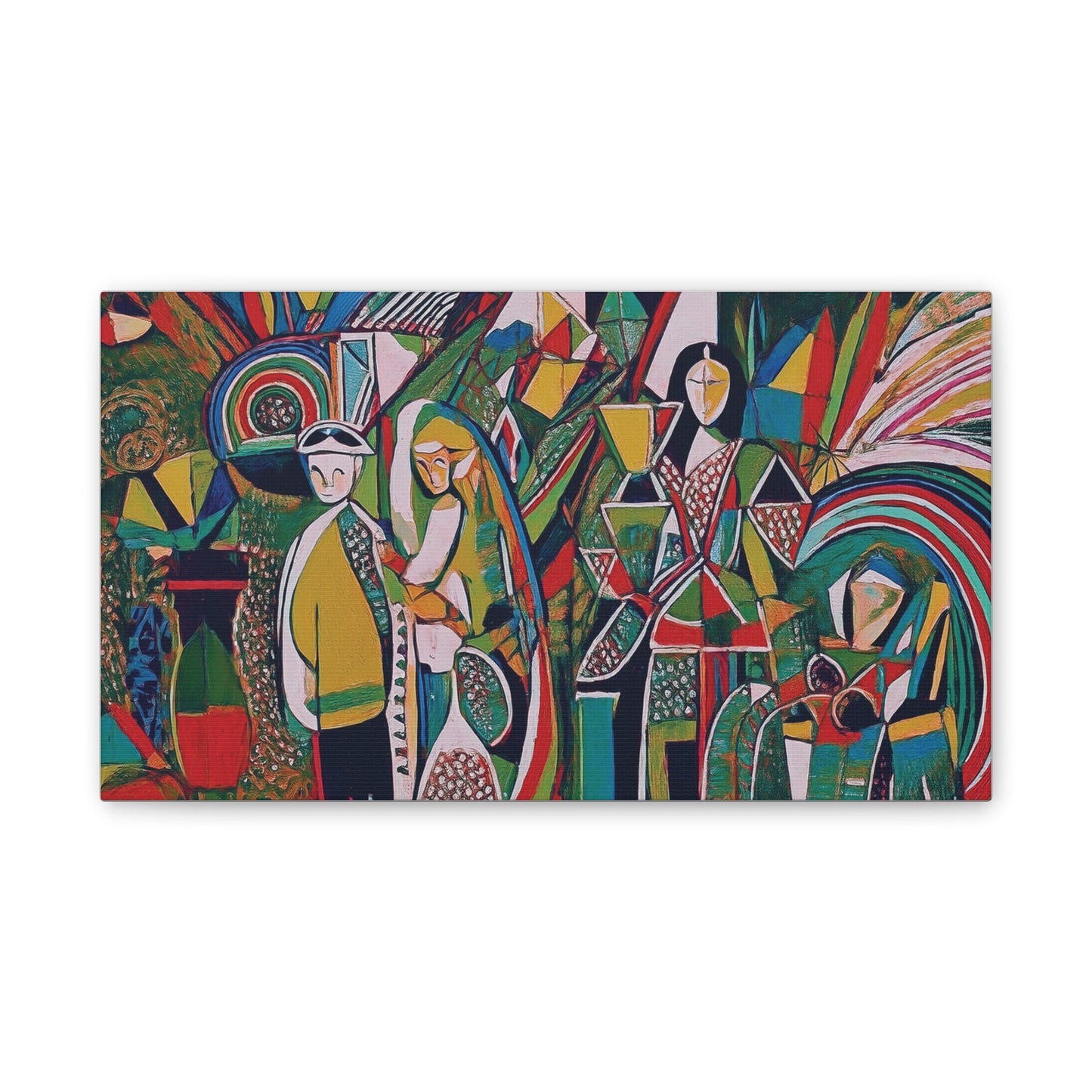 Canvas Print - Colorful Abstract Couple and Lady Standing Away
