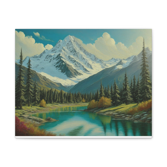 Majestic Mountain Canvas Art Print, Nature Wall Decor, Scenic Landscape Painting, Home Office Wall Art, Gift for Nature Lovers