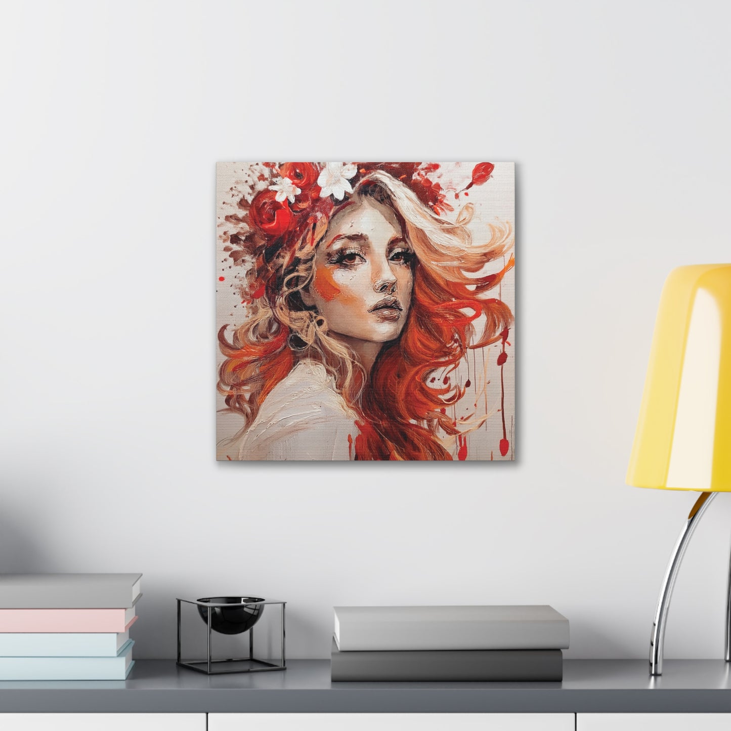Bohemian Floral Canvas Art Print, Stunning Wall Decor, Gift for Art Lovers, Home Decor, Boho Style, Flower Girl Portrait