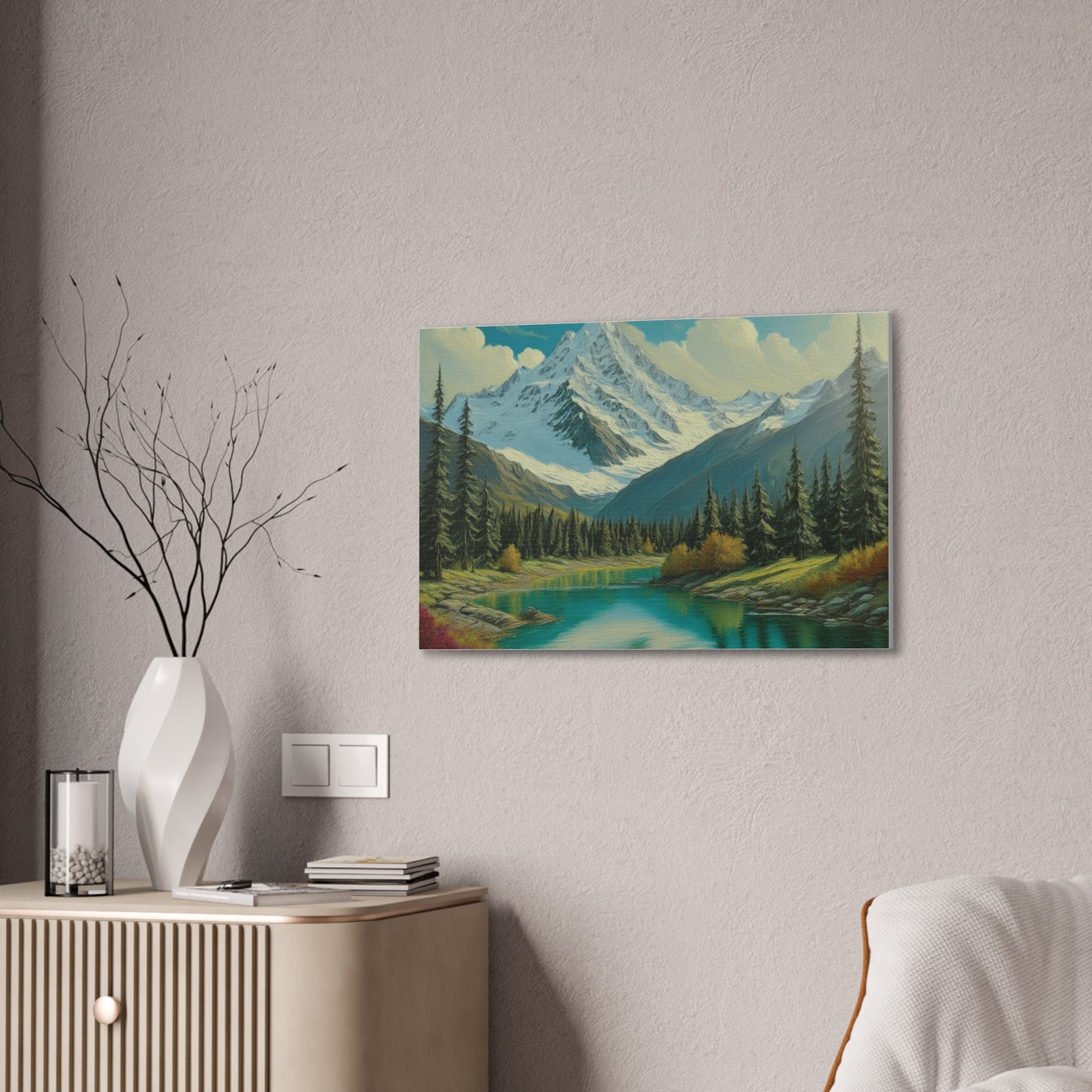 Majestic Mountain Canvas Art Print, Nature Wall Decor, Scenic Landscape Painting, Home Office Wall Art, Gift for Nature Lovers