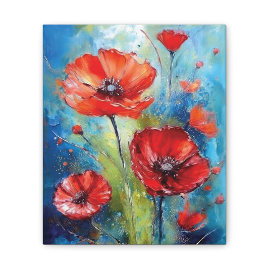 Vibrant Floral Canvas Art Print, Colorful Flower Wall Decor, Home Decor, Gift for Nature Lovers, Poppy Artwork, Vibrant Wall Art