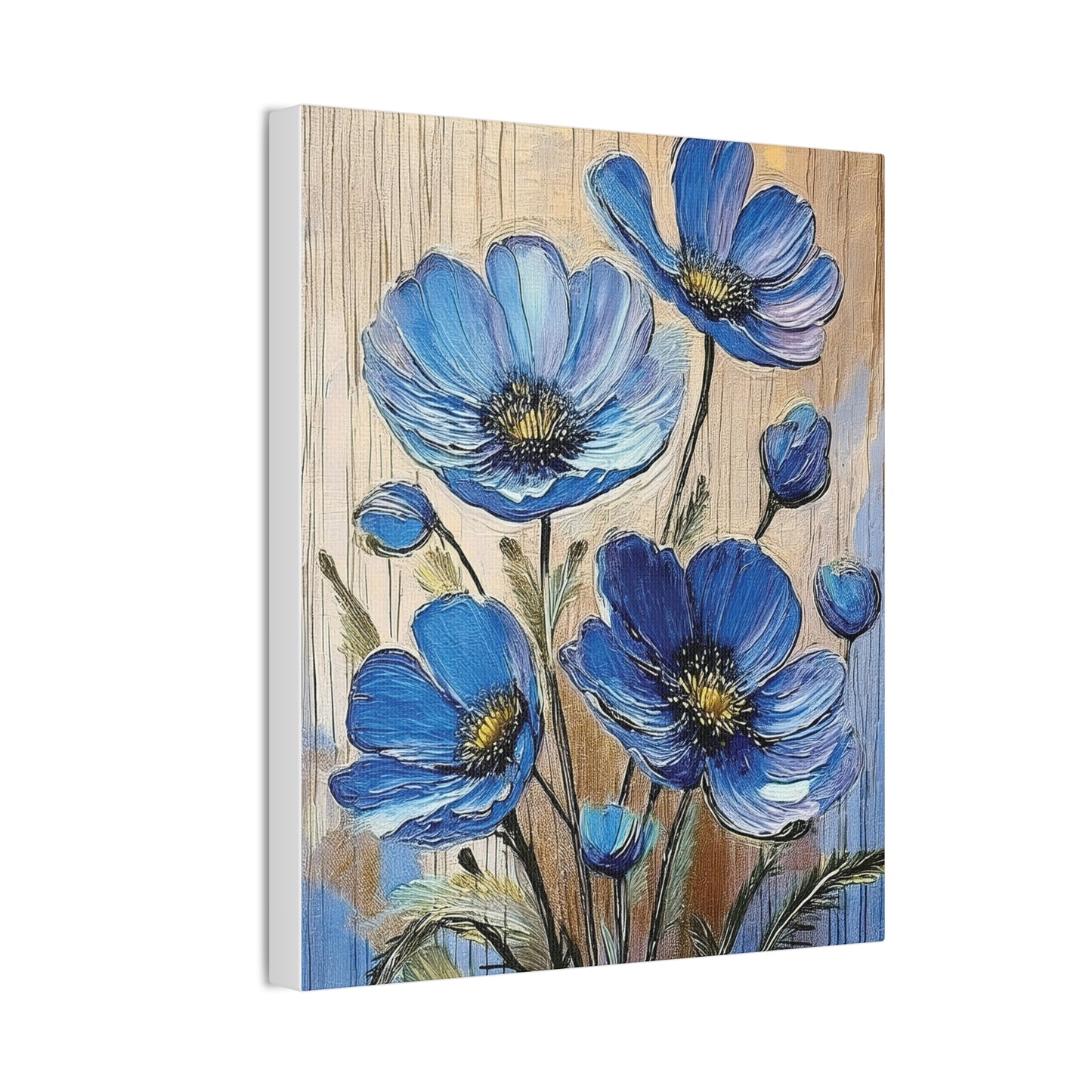 Blue Floral Canvas Wall Art, Home Decor, Gift for Flower Lovers, Botanical Artwork, Spring Decor, Unique Housewarming Present