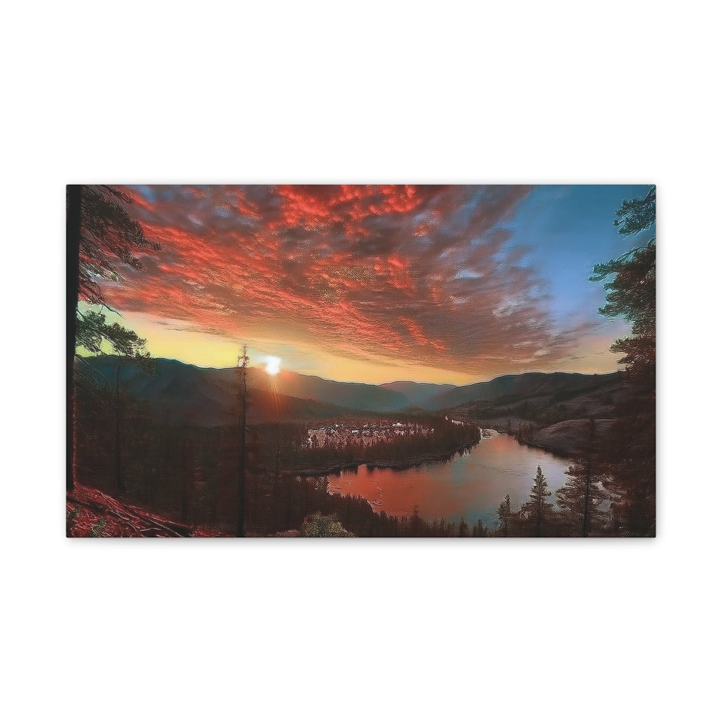 Scenic Canvas Wall Art, Colorful Landscape Print, Nature Decor, Home Wall Hanging, Sunset Photography