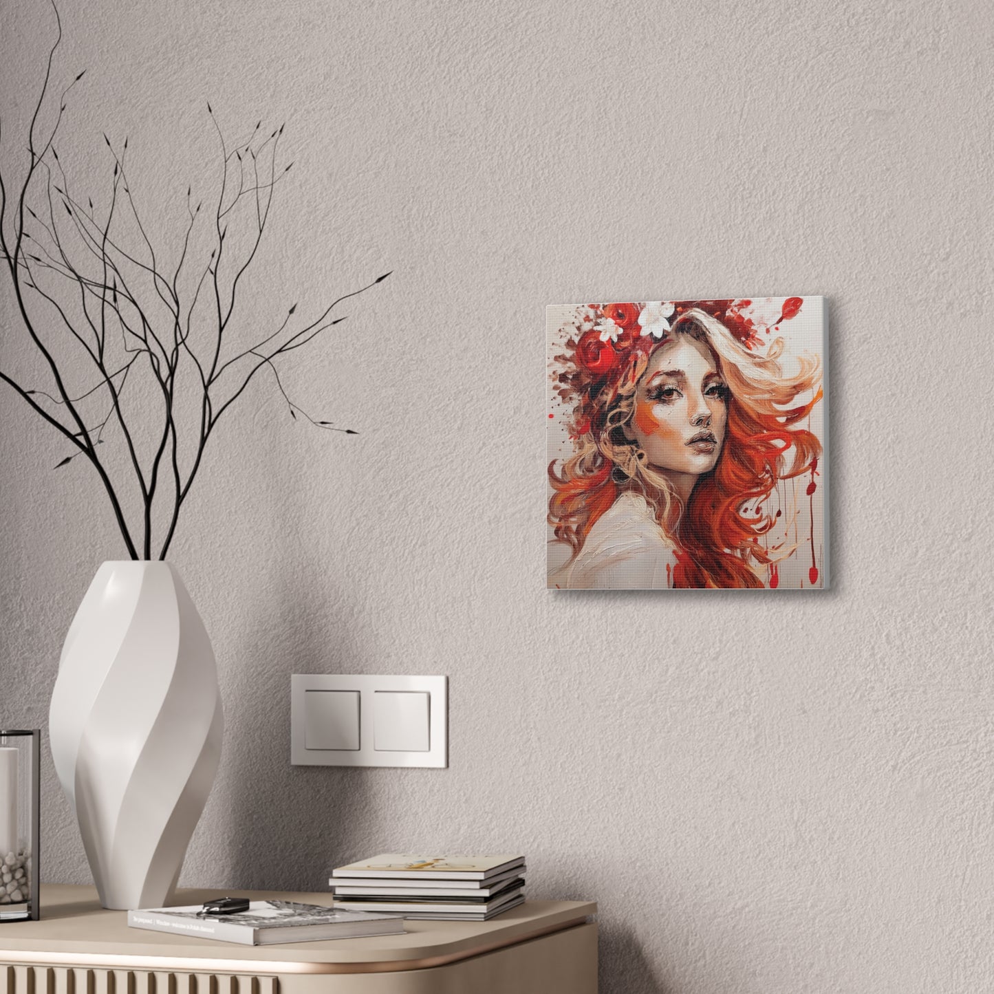 Bohemian Floral Canvas Art Print, Stunning Wall Decor, Gift for Art Lovers, Home Decor, Boho Style, Flower Girl Portrait