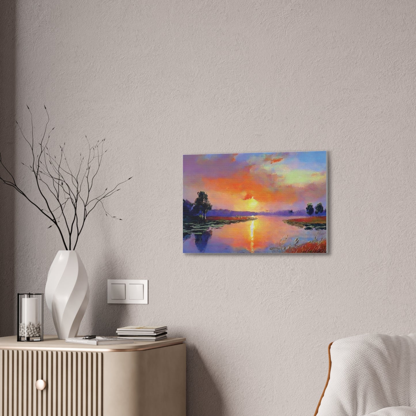 Serene Sunset Canvas Art, Landscape Wall Decor, Nature Lover Gift, Home Wall Art, Tranquil Landscape Painting