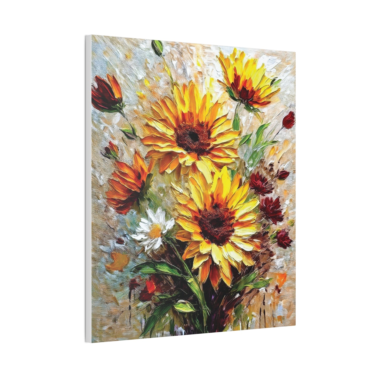 Vibrant Floral Canvas Print, Sunflower Wall Art, Home Decor, Bright Gift, Spring Decor, Nature Inspired Art