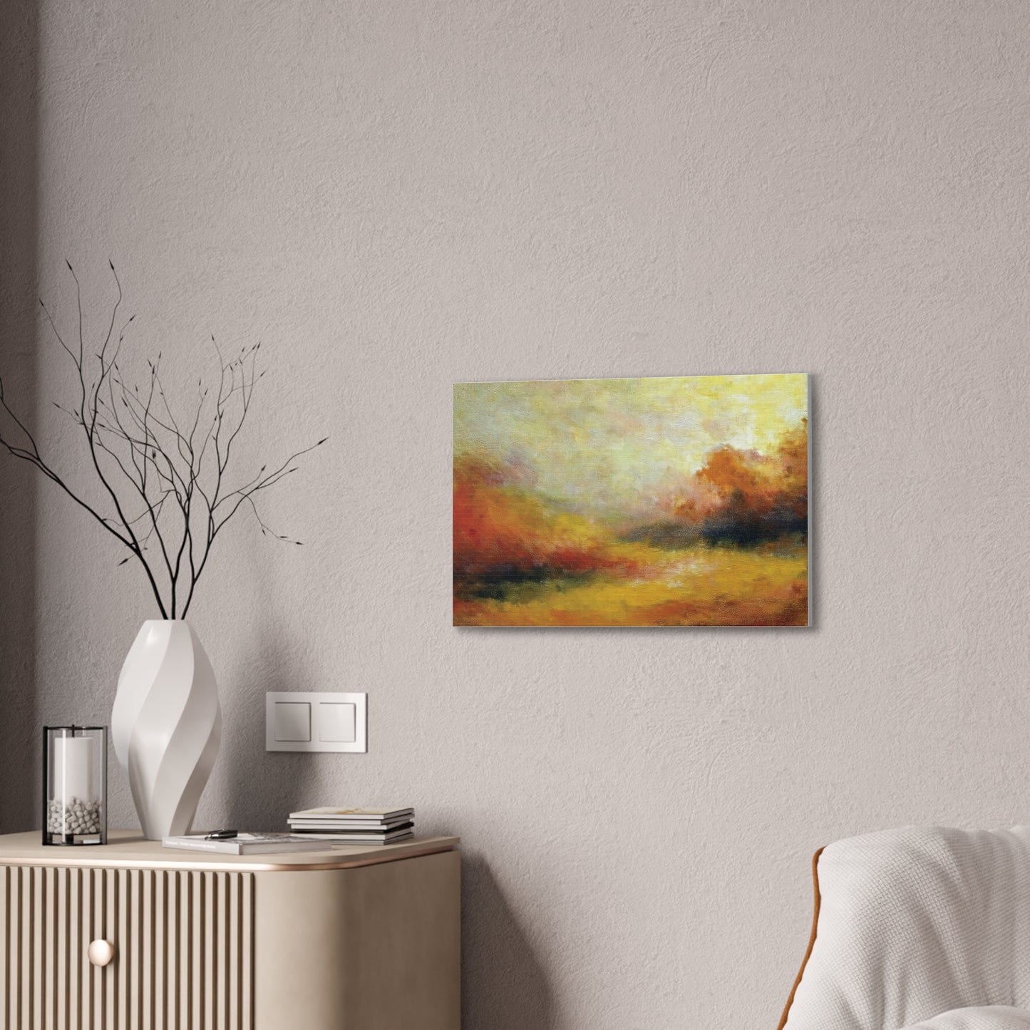 Vibrant Canvas Art Print, Stretched Wall Decor for Living Room, Abstract Landscape Artwork, Home Decoration, Gift for Art Lovers