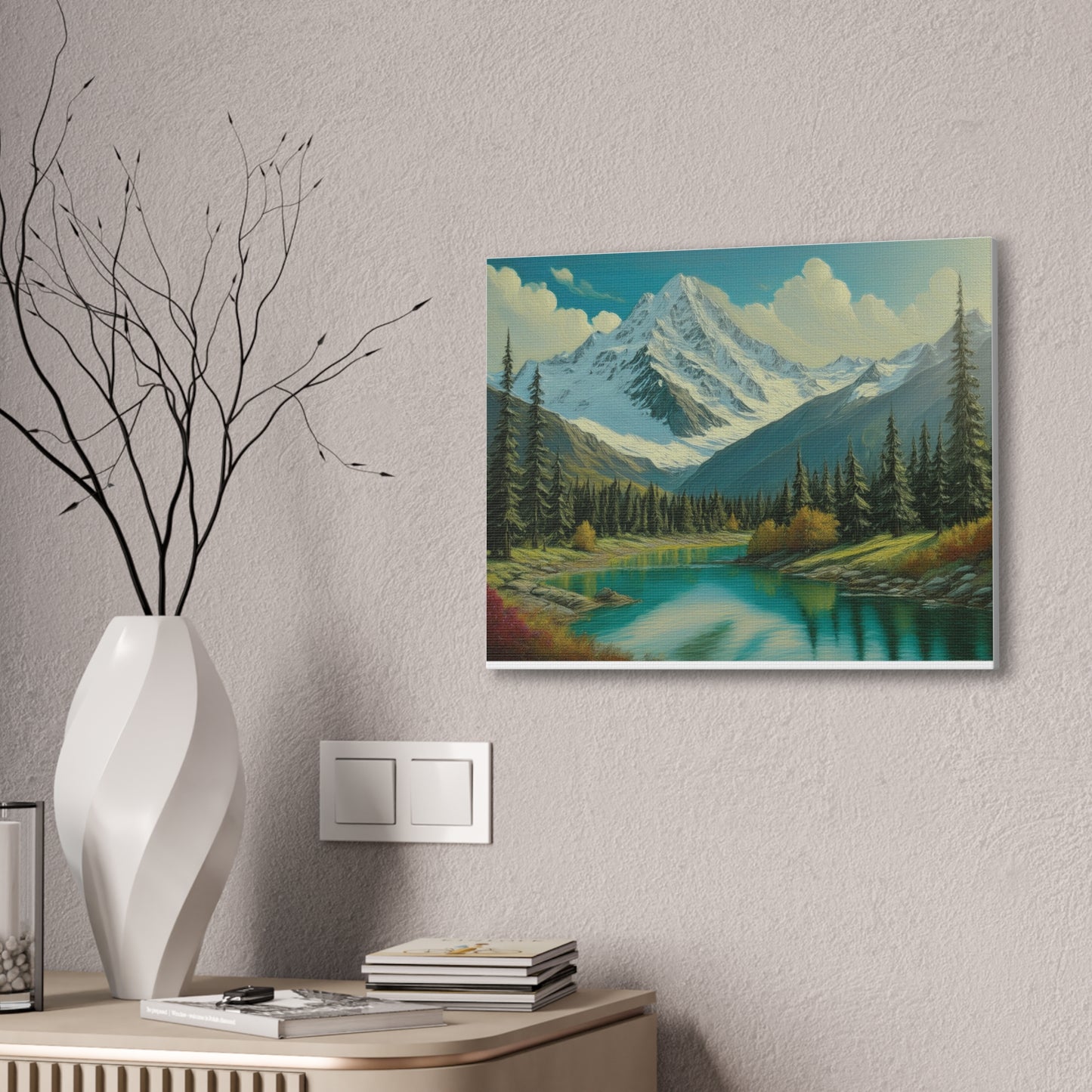 Majestic Mountain Canvas Art Print, Nature Wall Decor, Scenic Landscape Painting, Home Office Wall Art, Gift for Nature Lovers