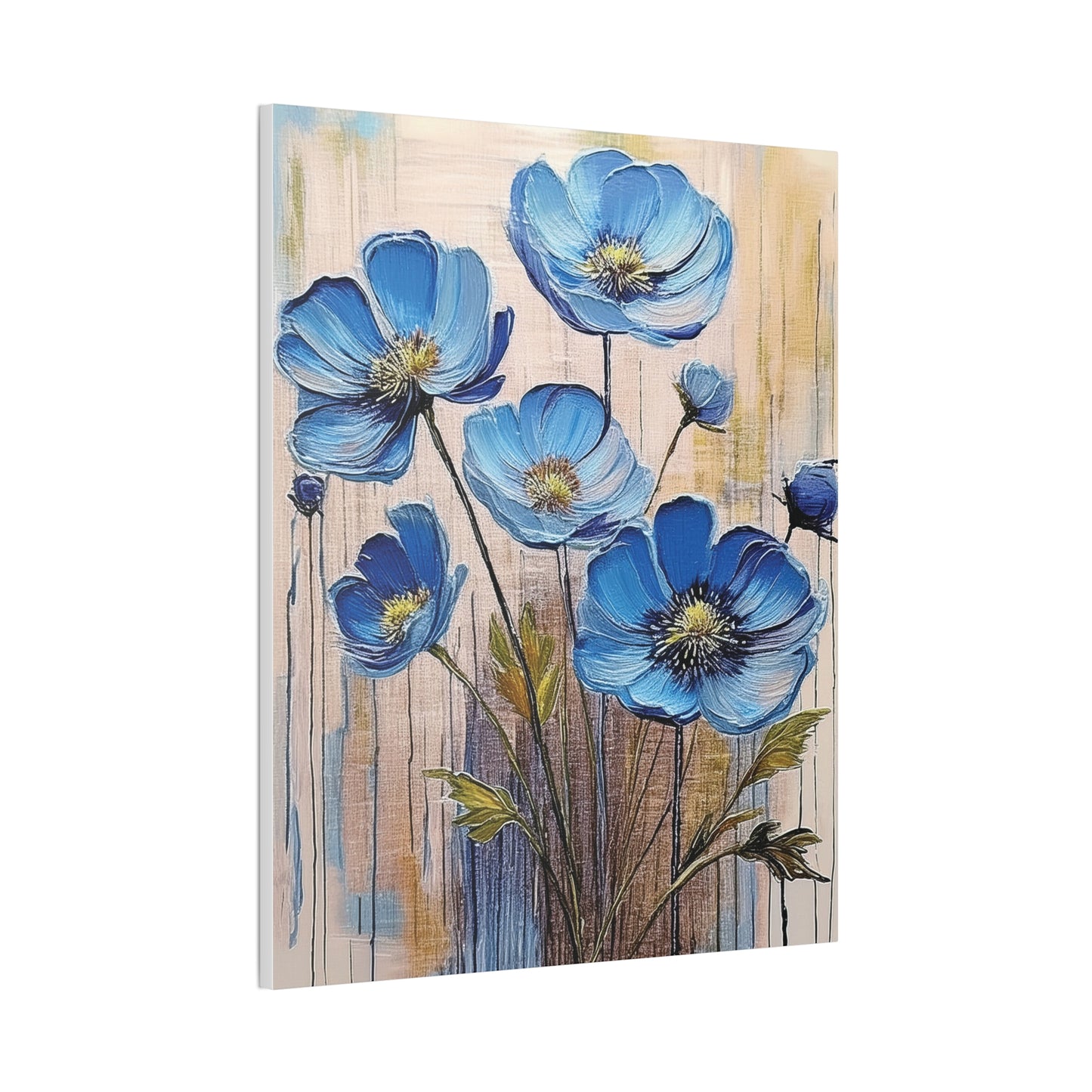 Blue Floral Canvas Wall Art, Modern Home Decor, Living Room Decoration, Gifts for Her, Birthday Present, Flower Print