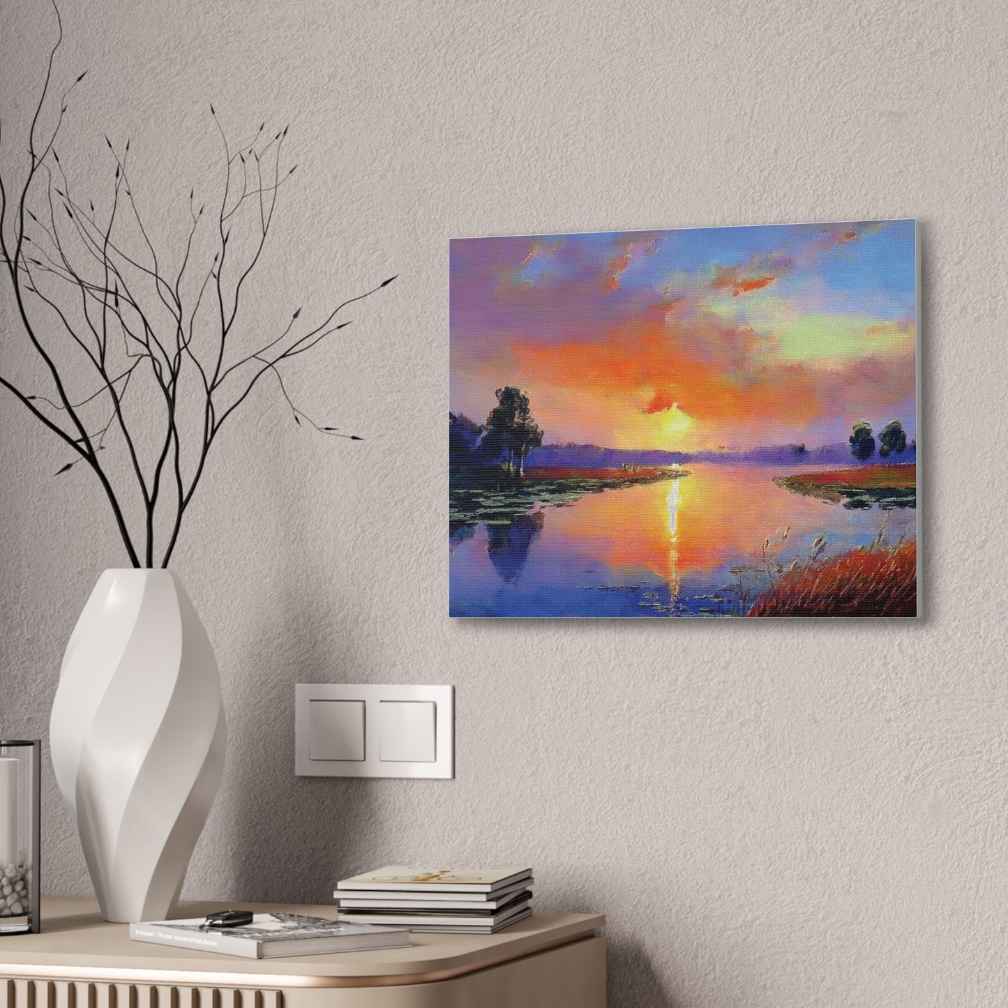 Serene Sunset Canvas Art, Landscape Wall Decor, Nature Lover Gift, Home Wall Art, Tranquil Landscape Painting