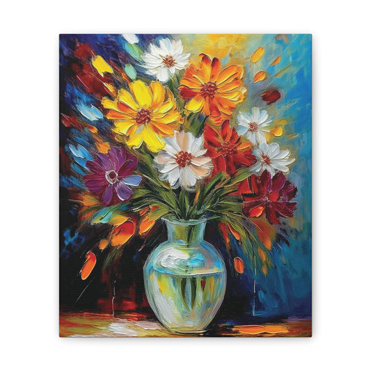 Vibrant Floral Canvas Art, Colorful Home Decor, Flower Wall Art, Bright Room Accent, Unique Gift, Art for All Occasions