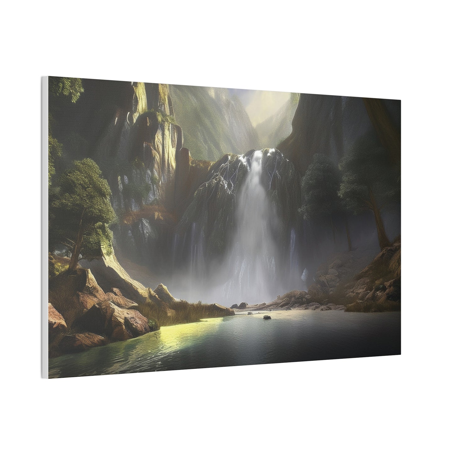 Serene Waterfall Canvas Print, Nature Wall Art, Home Décor, Gift for Nature Lovers, Living Room Artwork, Modern Landscape