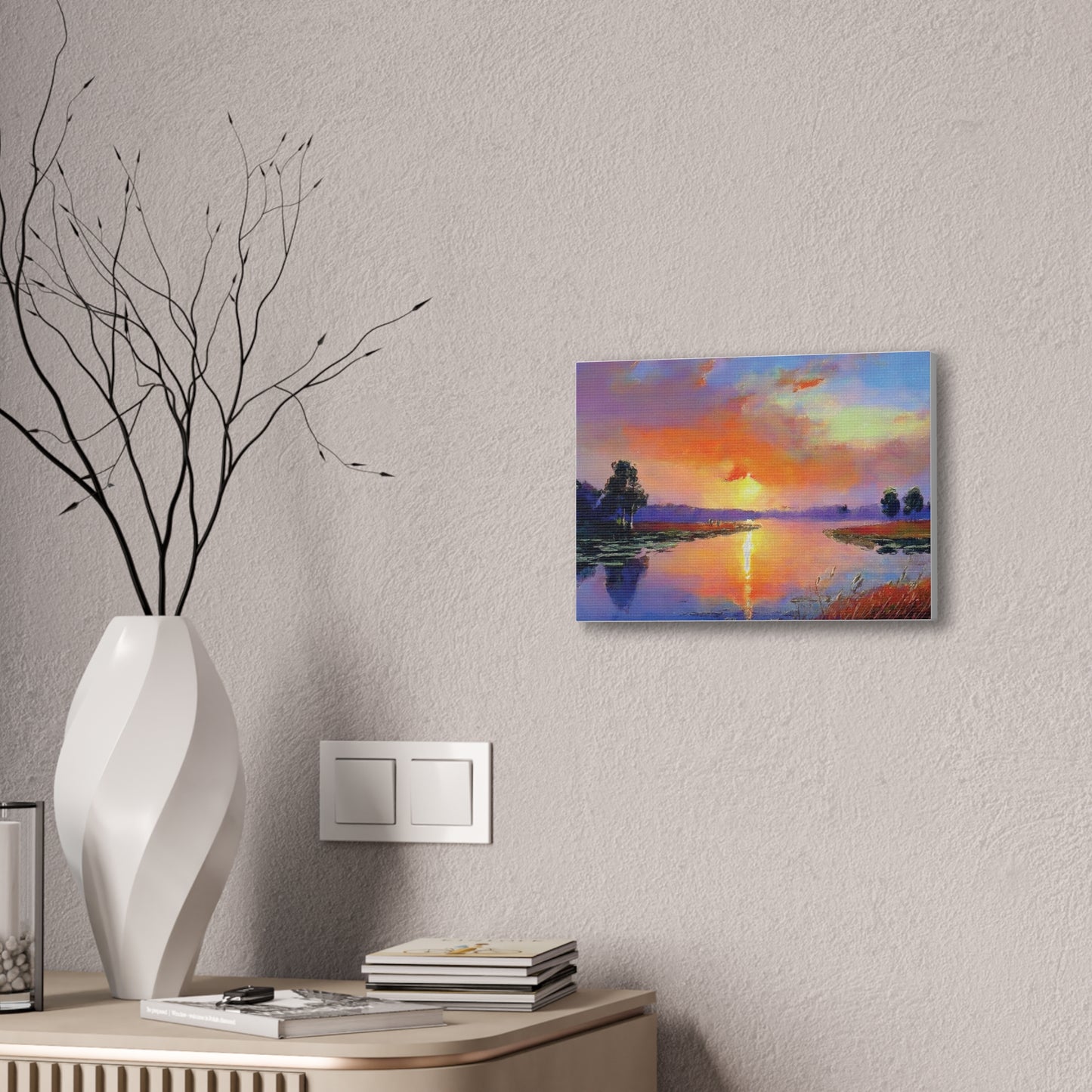 Serene Sunset Canvas Art, Landscape Wall Decor, Nature Lover Gift, Home Wall Art, Tranquil Landscape Painting