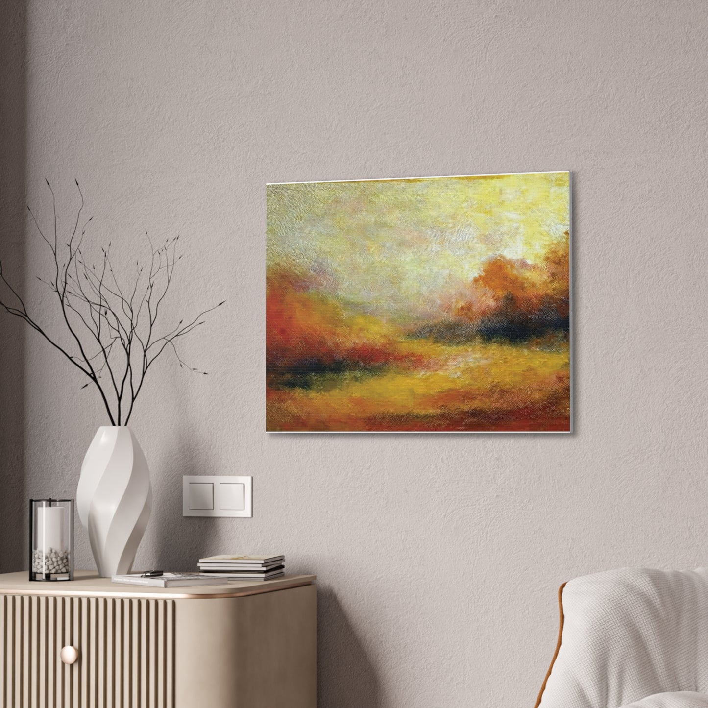 Vibrant Canvas Art Print, Stretched Wall Decor for Living Room, Abstract Landscape Artwork, Home Decoration, Gift for Art Lovers