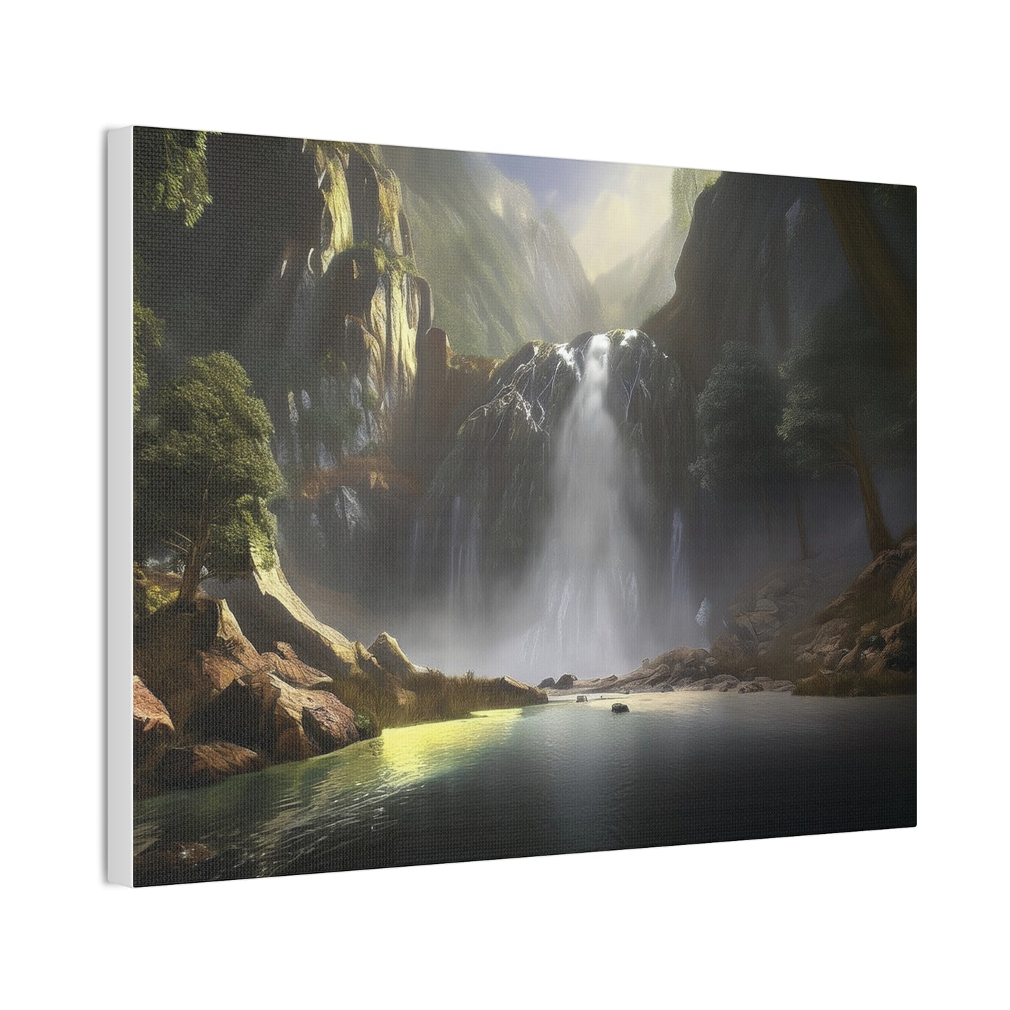 Serene Waterfall Canvas Print, Nature Wall Art, Home Décor, Gift for Nature Lovers, Living Room Artwork, Modern Landscape