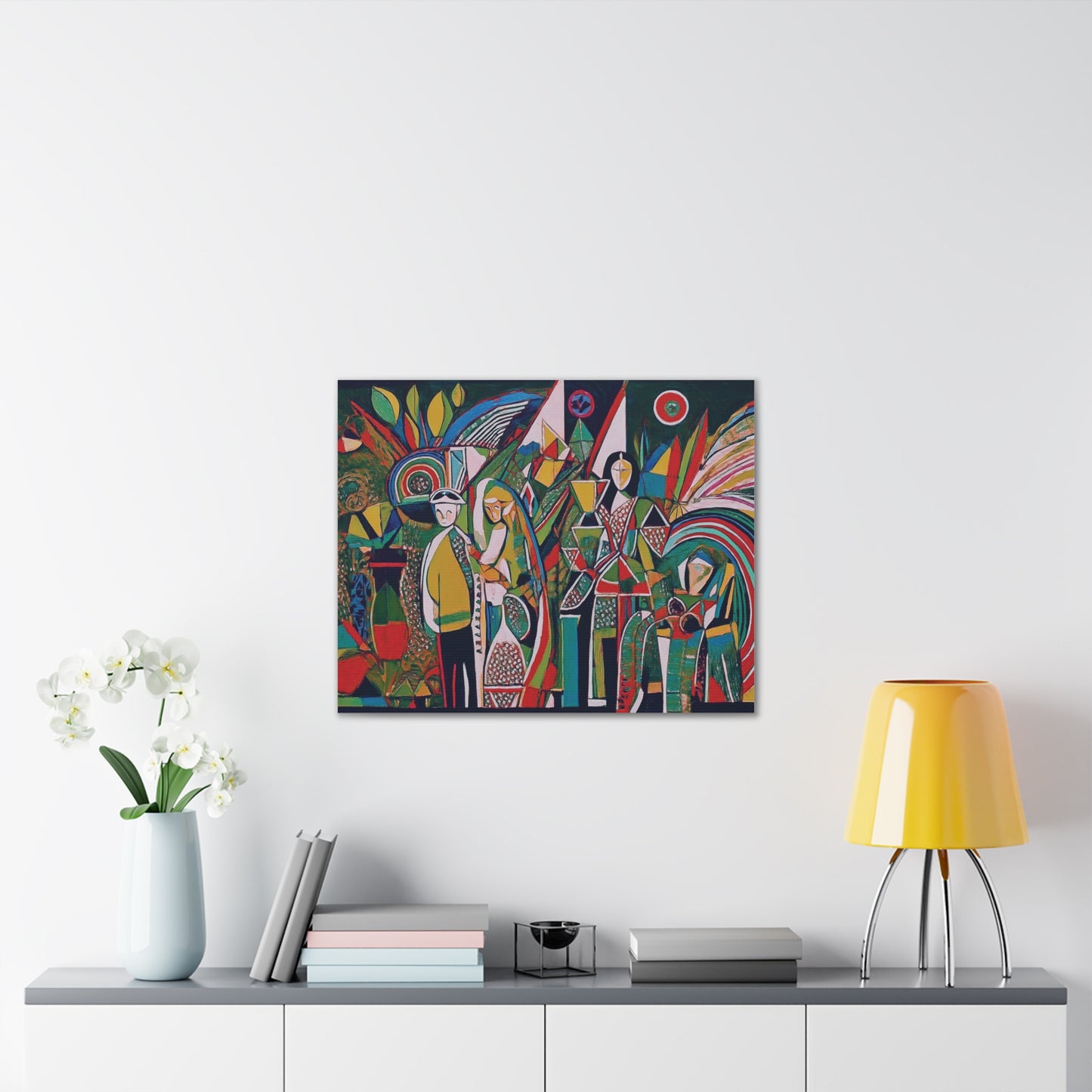 Canvas Print - Colorful Abstract Couple and Lady Standing Away