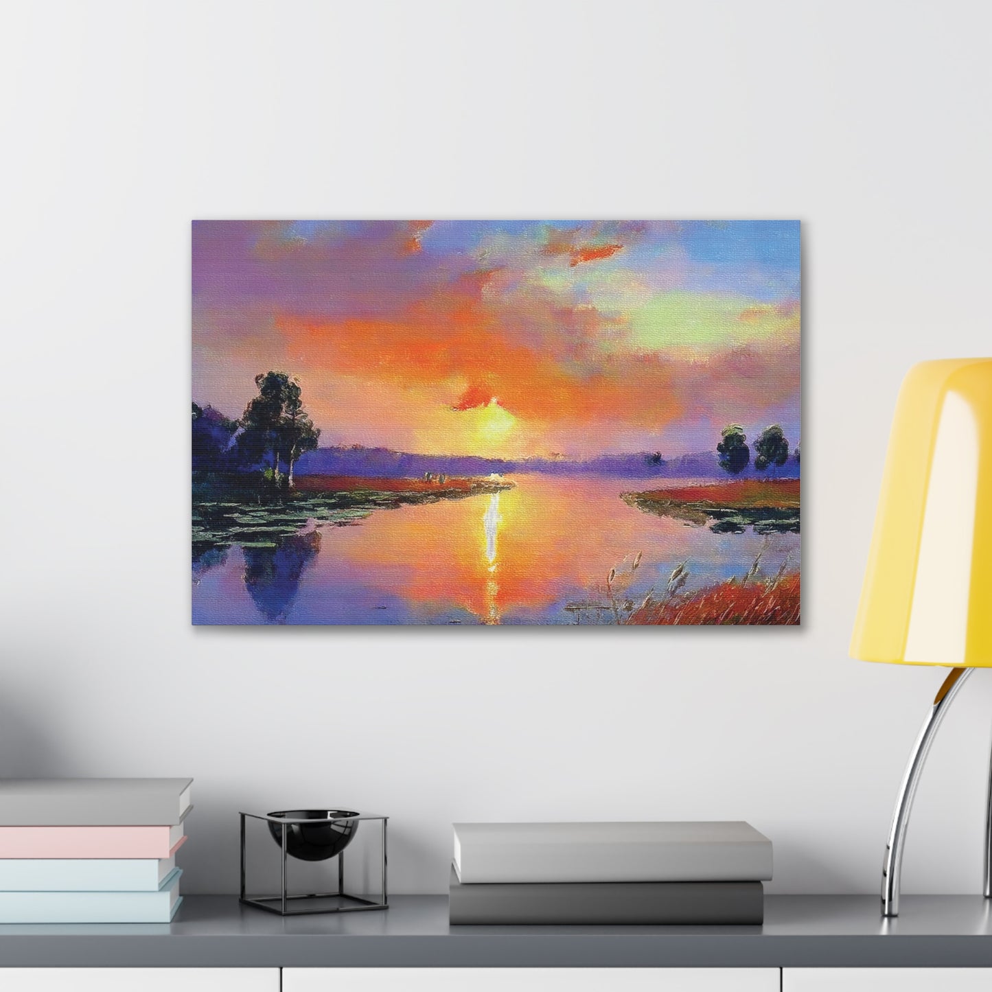 Serene Sunset Canvas Art, Landscape Wall Decor, Nature Lover Gift, Home Wall Art, Tranquil Landscape Painting