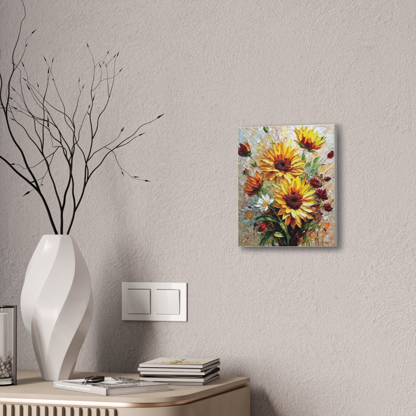 Vibrant Floral Canvas Print, Sunflower Wall Art, Home Decor, Bright Gift, Spring Decor, Nature Inspired Art