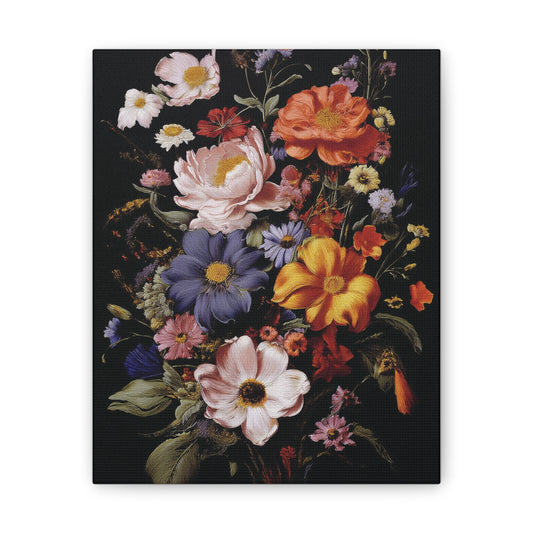 Floral Wall Art Canvas, Botanical Artwork, Home Decor, Gift for Her, Abstract Flower Print, Colorful Flower Canvas