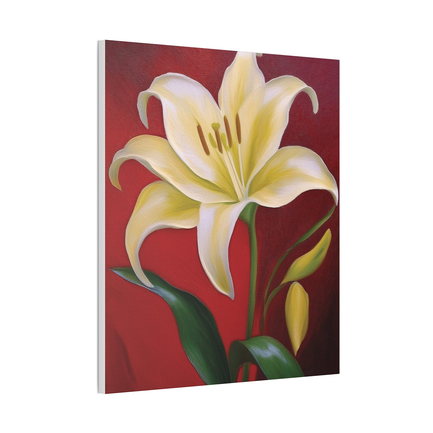 Floral Wall Art, Canvas Stretched, Elegant Home Decor, Gift for Flower Lovers, Art for Living Room, Bright Yellow Lily Painting
