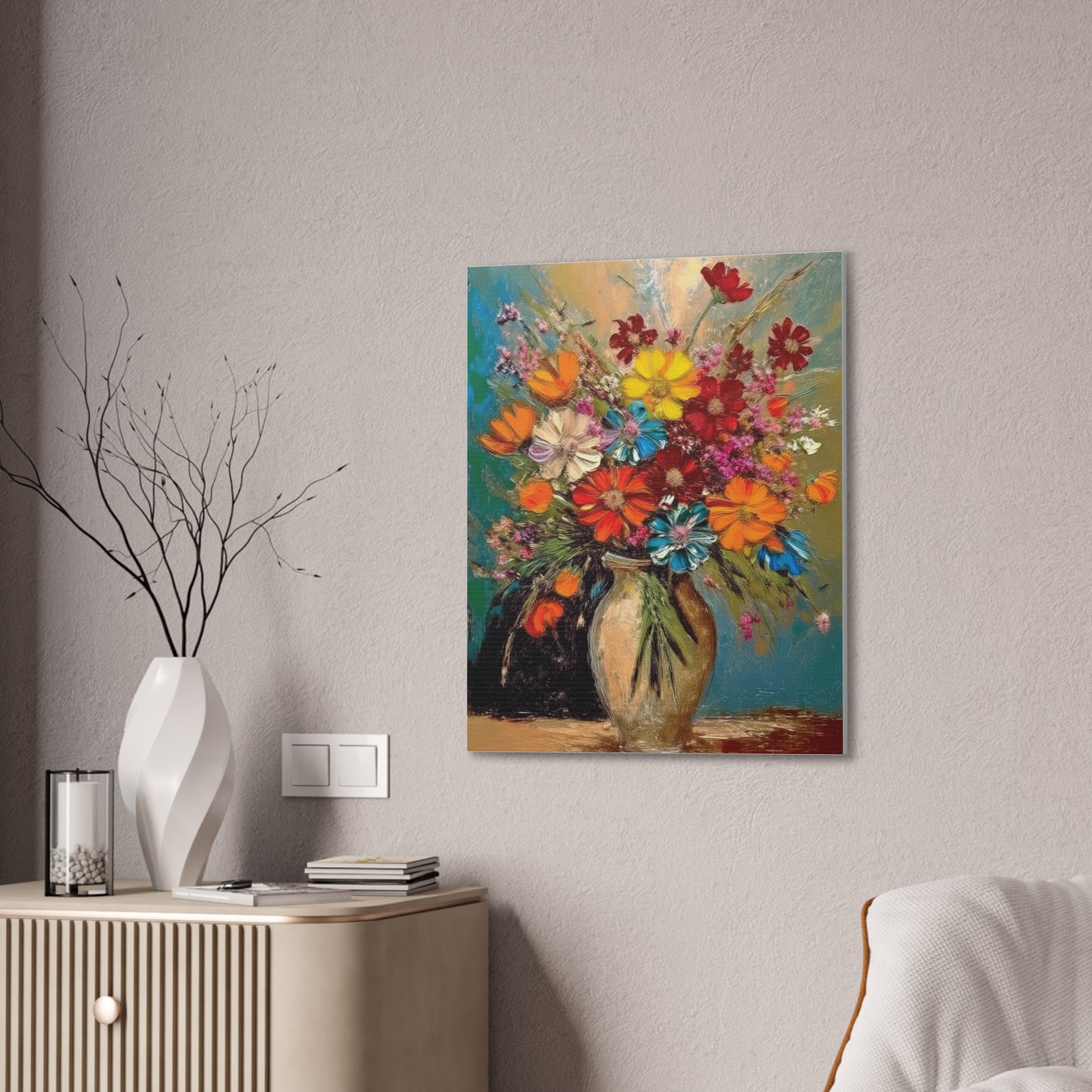 Canvas Wall Art - Colorful Floral Print for Home Decor, Vibrant Nature Artwork, Perfect Gift for Art Lovers, Living Room Accent