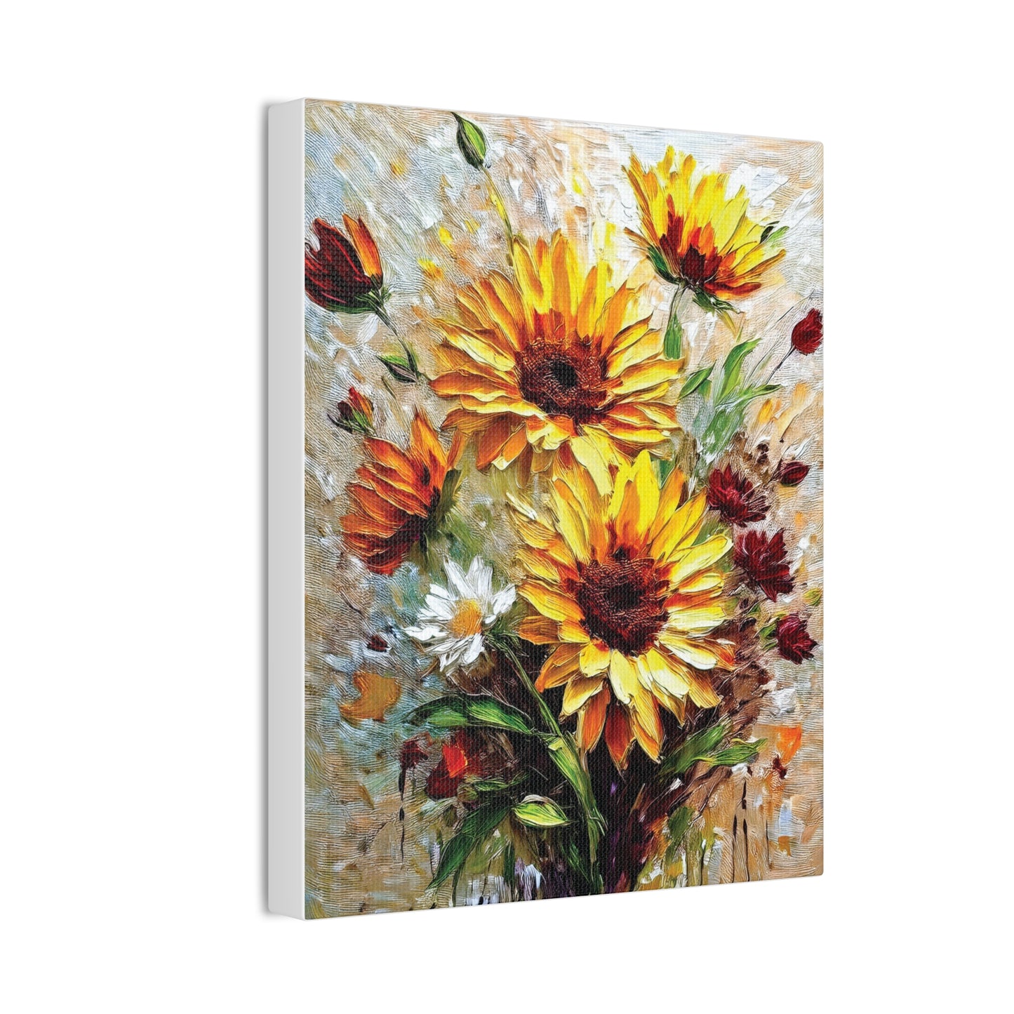 Vibrant Floral Canvas Print, Sunflower Wall Art, Home Decor, Bright Gift, Spring Decor, Nature Inspired Art