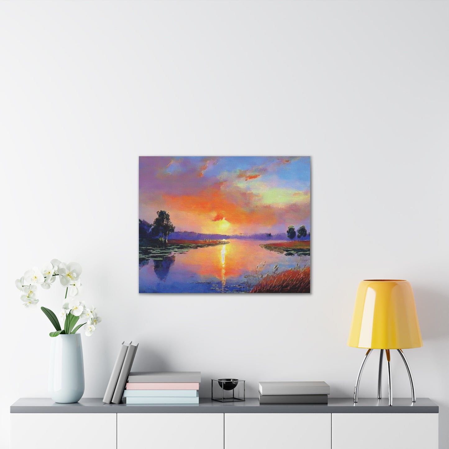 Serene Sunset Canvas Art, Landscape Wall Decor, Nature Lover Gift, Home Wall Art, Tranquil Landscape Painting