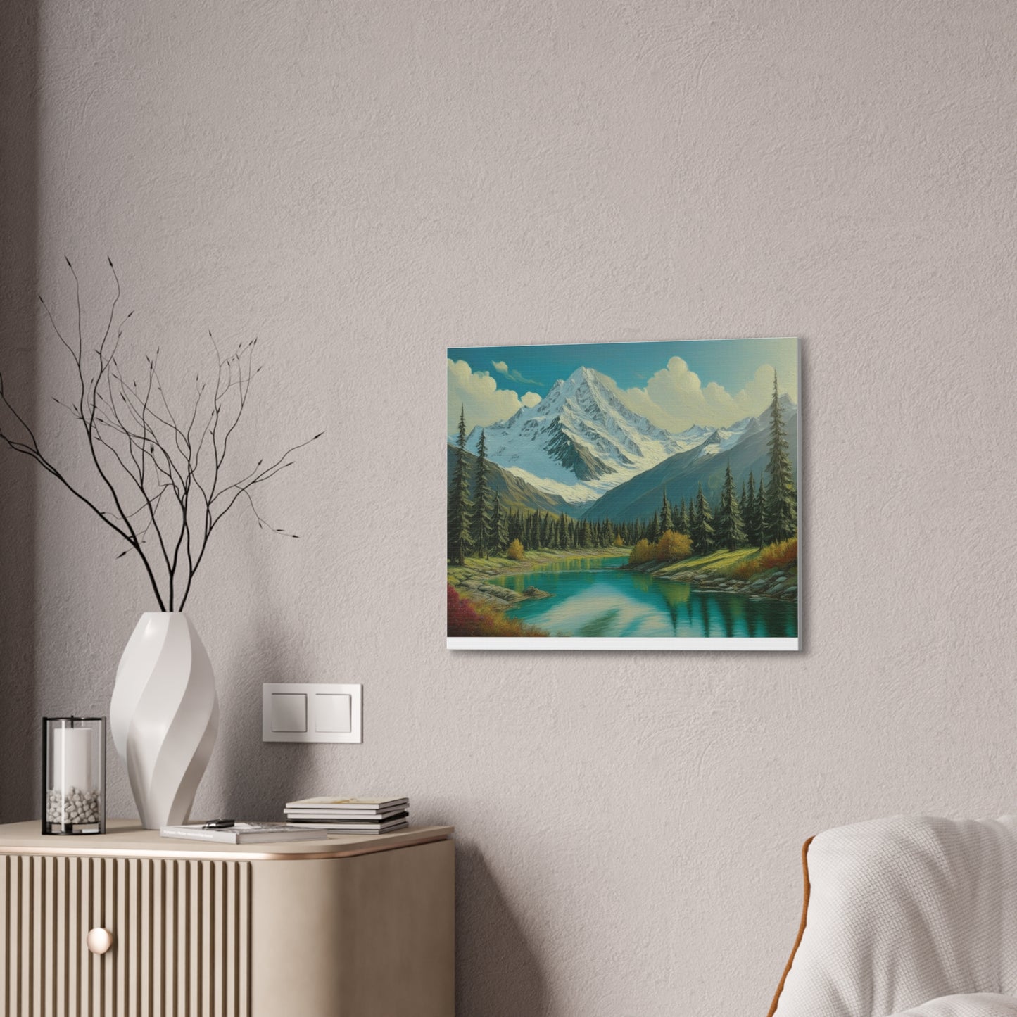 Majestic Mountain Canvas Art Print, Nature Wall Decor, Scenic Landscape Painting, Home Office Wall Art, Gift for Nature Lovers