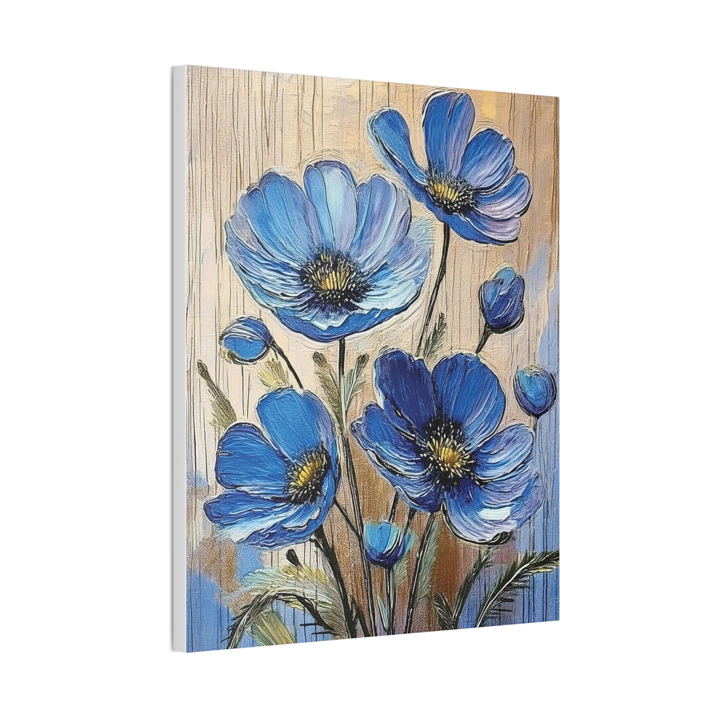 Blue Floral Canvas Wall Art, Home Decor, Gift for Flower Lovers, Botanical Artwork, Spring Decor, Unique Housewarming Present