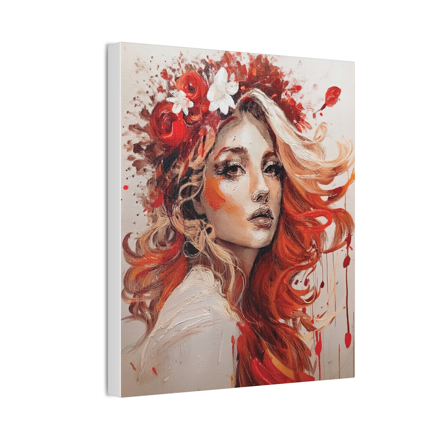 Bohemian Floral Canvas Art Print, Stunning Wall Decor, Gift for Art Lovers, Home Decor, Boho Style, Flower Girl Portrait