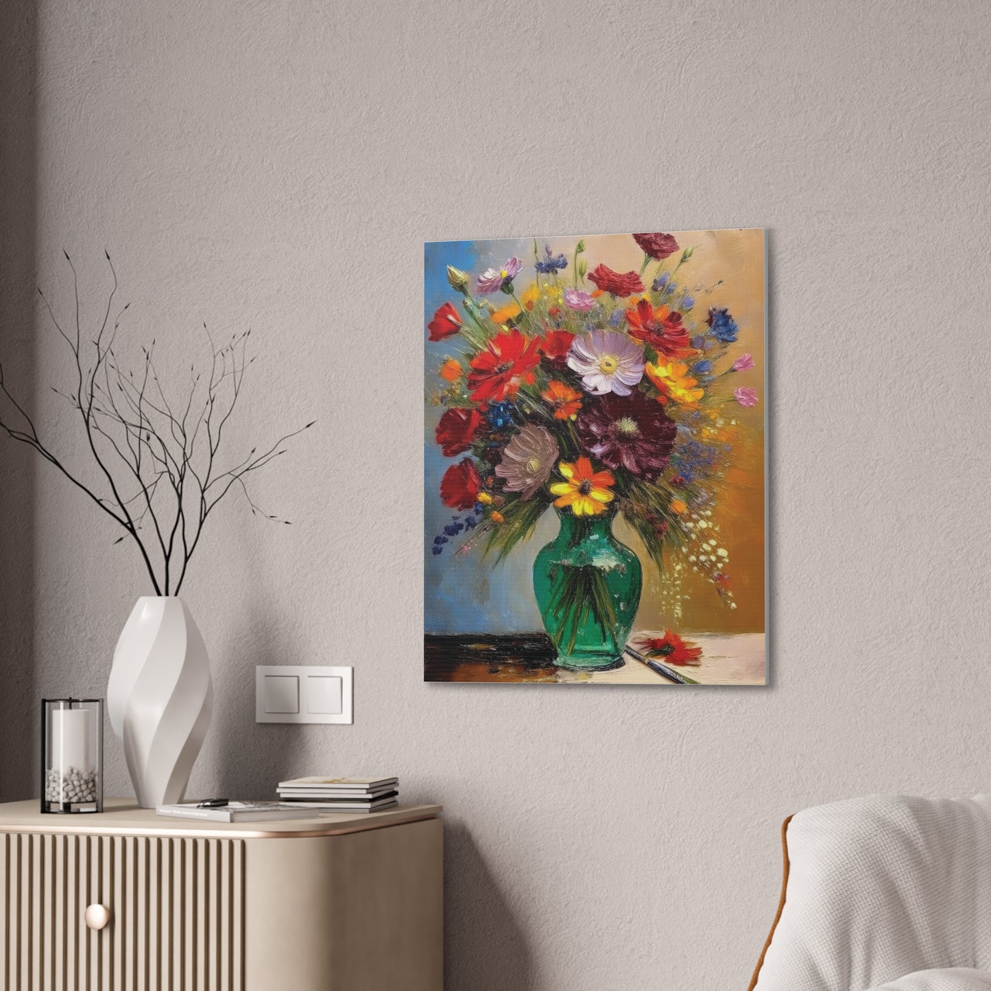 Floral Canvas Art Print, Colorful Flower Wall Decor, Home Interior Design, Gift for Art Lovers, Spring Decor