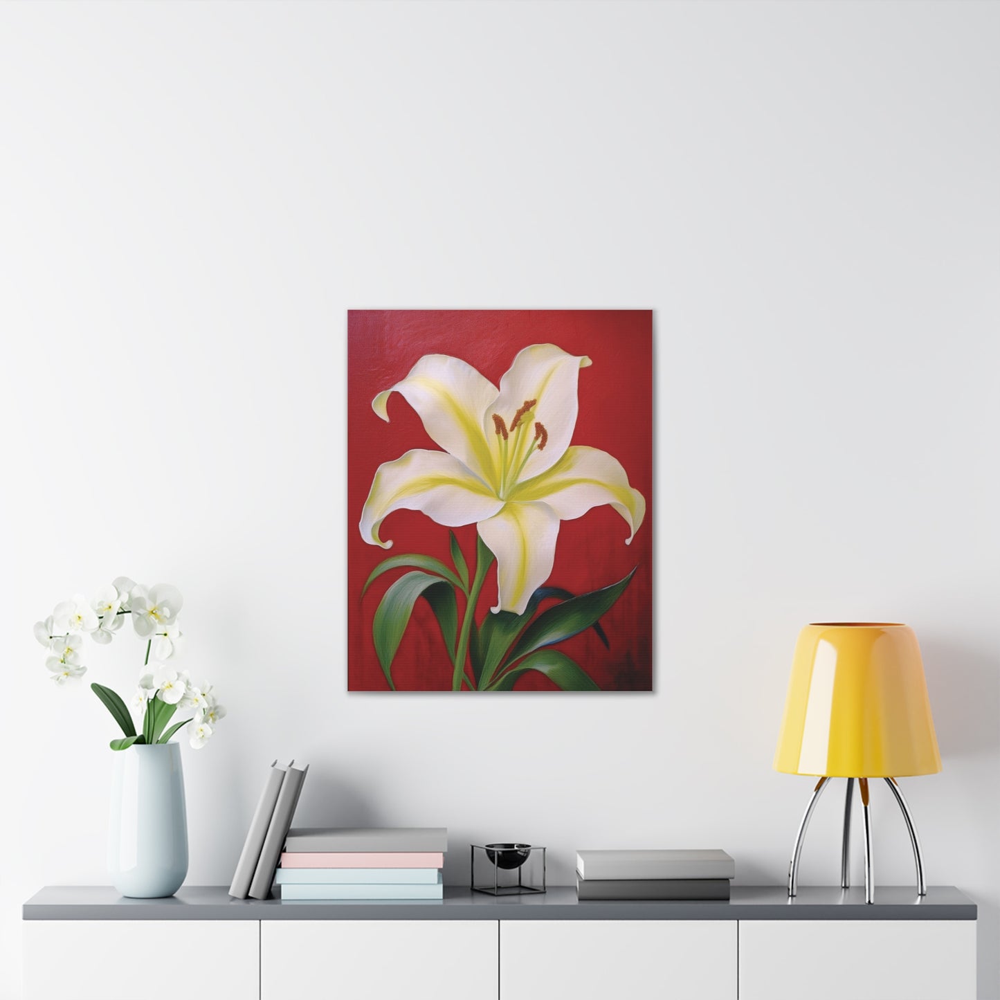 Elegant Floral Canvas Wall Art with Lily Design, Home Decor, Gift for Garden Lovers, Canvas Print, Spring Decor, Nature Wall Art
