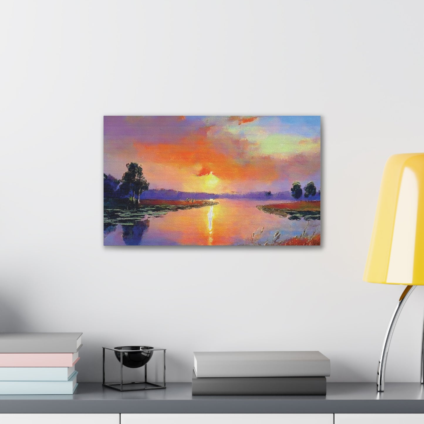 Serene Sunset Canvas Art, Landscape Wall Decor, Nature Lover Gift, Home Wall Art, Tranquil Landscape Painting