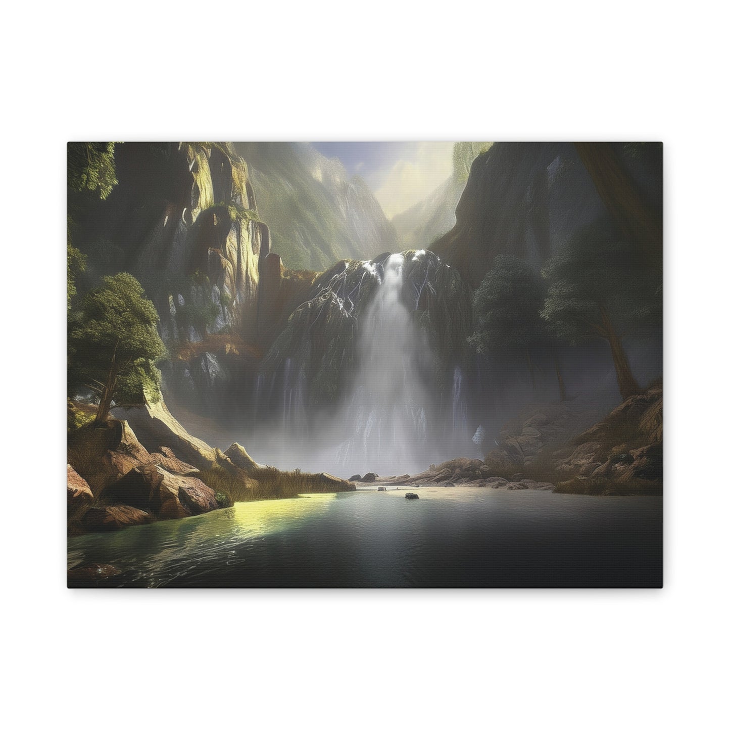 Serene Waterfall Canvas Print, Nature Wall Art, Home Décor, Gift for Nature Lovers, Living Room Artwork, Modern Landscape