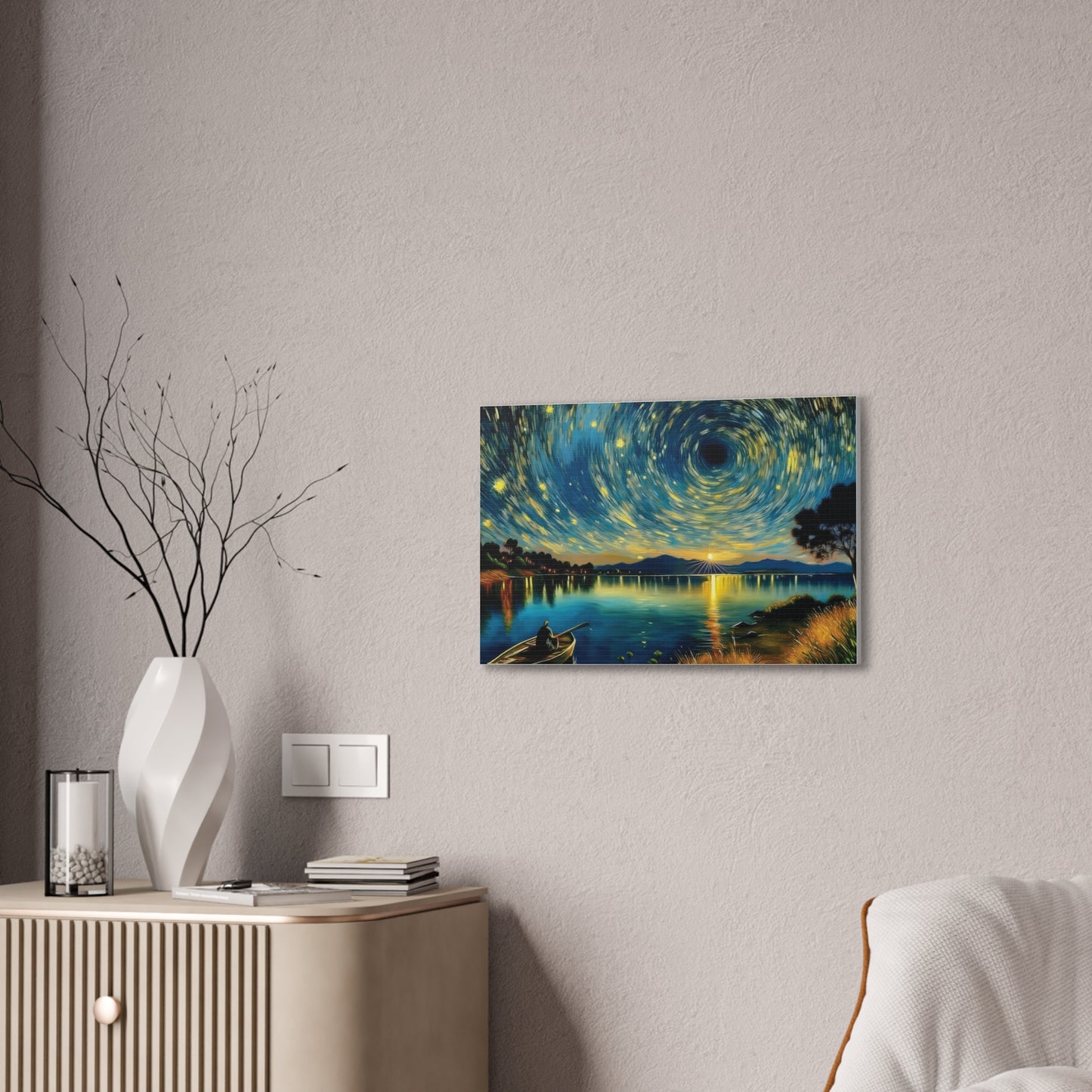 Starry Night Canvas Art - Stunning Wall Decor, Perfect Gift for Home, Office, Art Lovers, Night Sky, Space Enthusiasts
