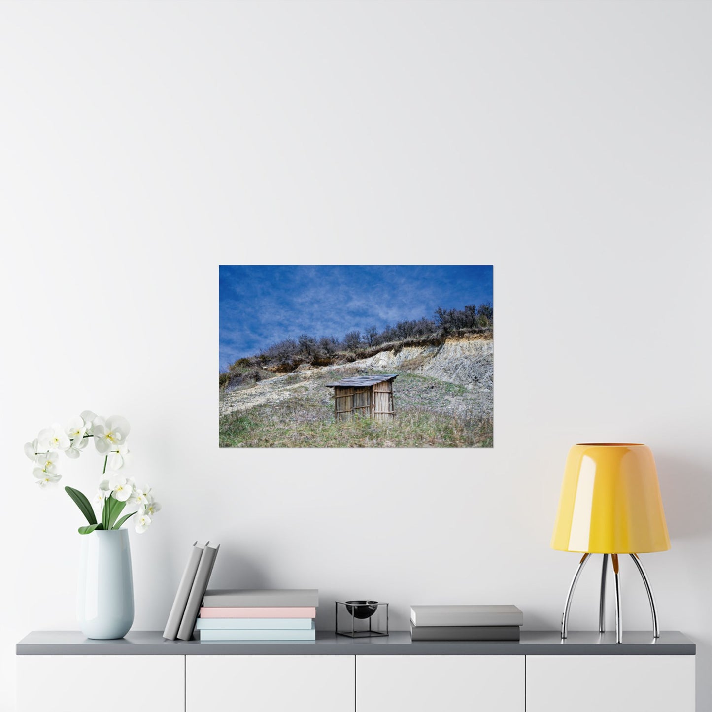 Satin Poster Lone Cabin in the Wilderness Wall Art Print
