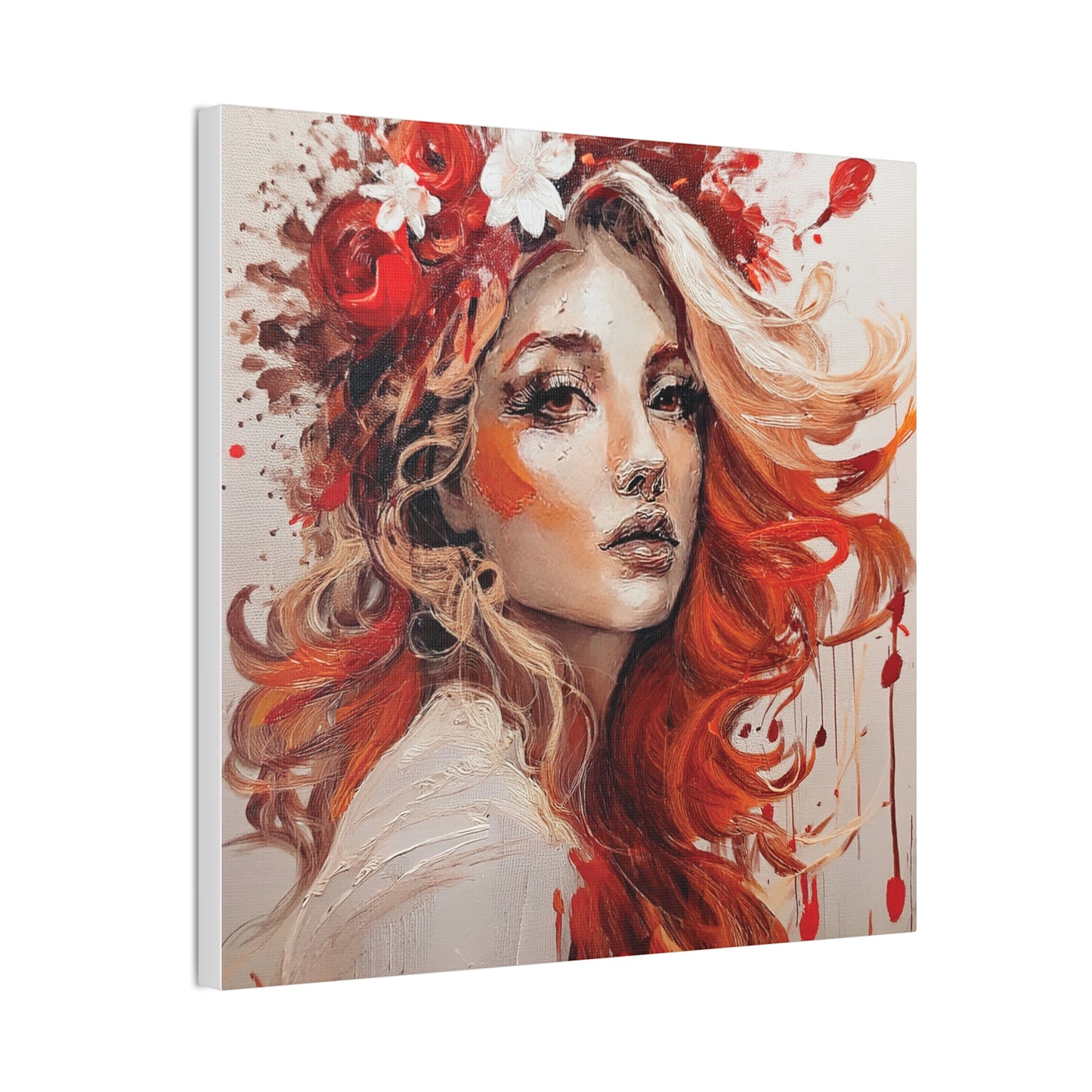 Bohemian Floral Canvas Art Print, Stunning Wall Decor, Gift for Art Lovers, Home Decor, Boho Style, Flower Girl Portrait