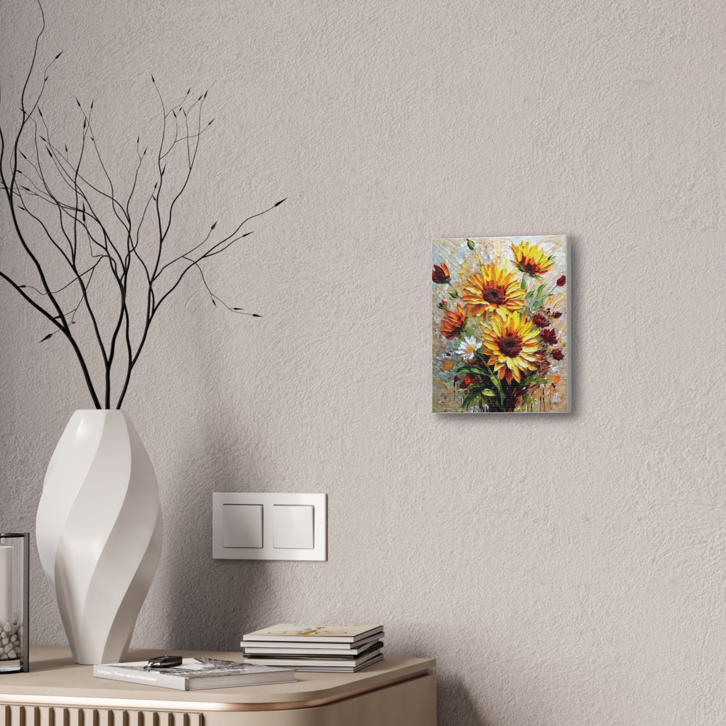 Vibrant Floral Canvas Print, Sunflower Wall Art, Home Decor, Bright Gift, Spring Decor, Nature Inspired Art