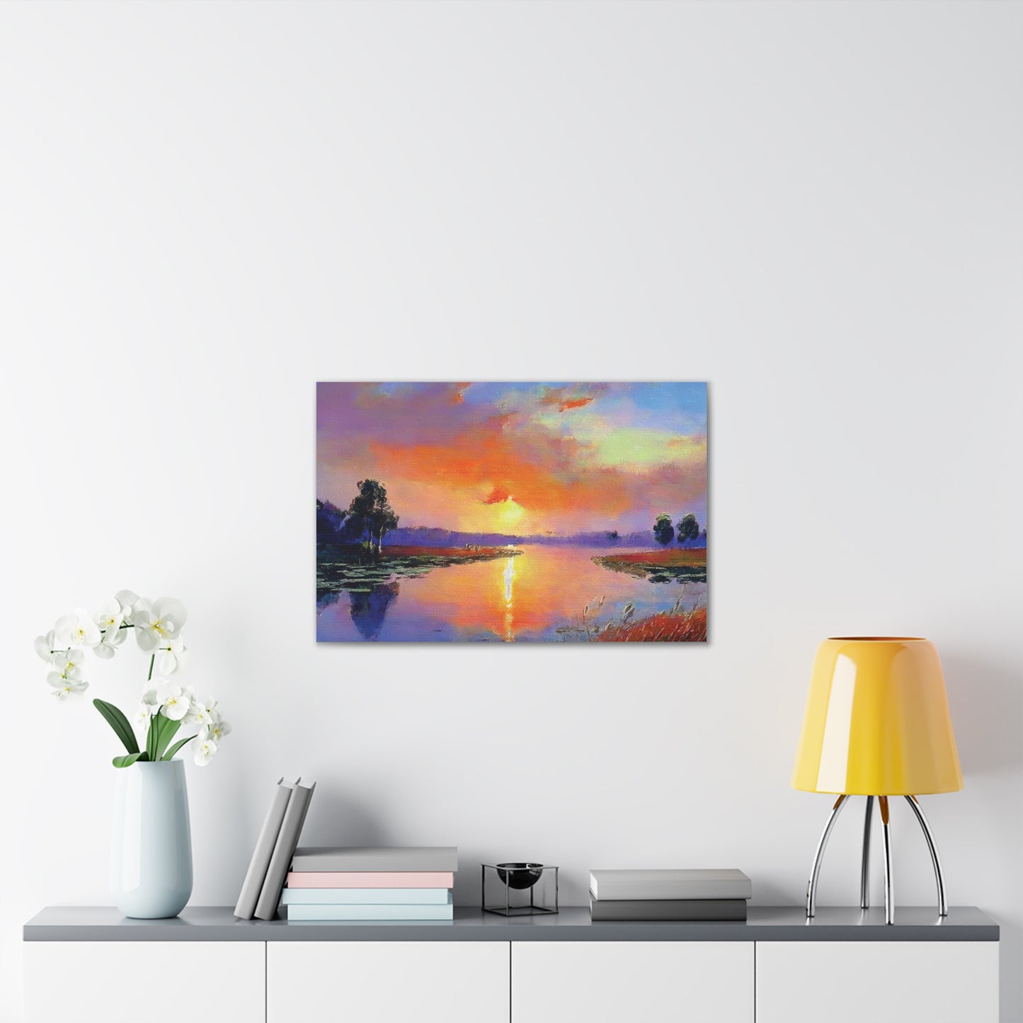 Serene Sunset Canvas Art, Landscape Wall Decor, Nature Lover Gift, Home Wall Art, Tranquil Landscape Painting