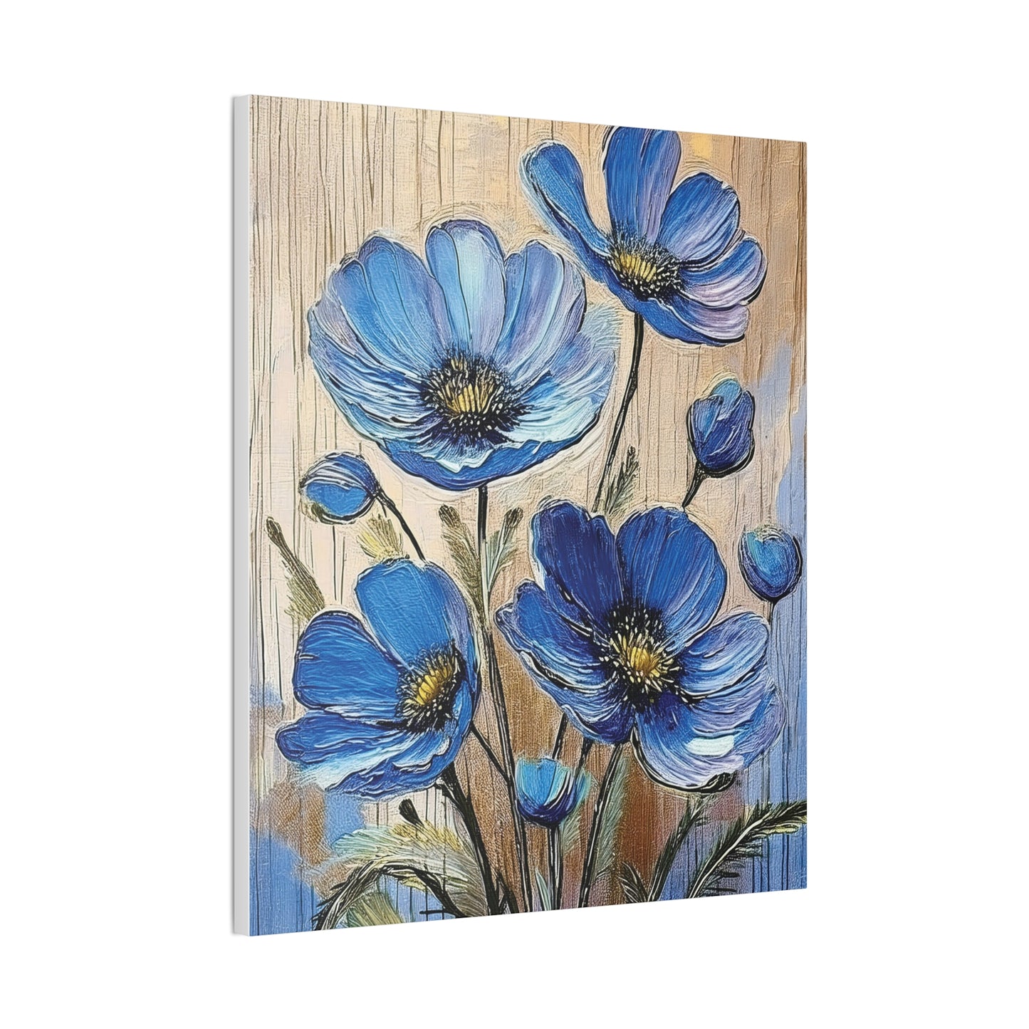 Blue Floral Canvas Wall Art, Home Decor, Gift for Flower Lovers, Botanical Artwork, Spring Decor, Unique Housewarming Present