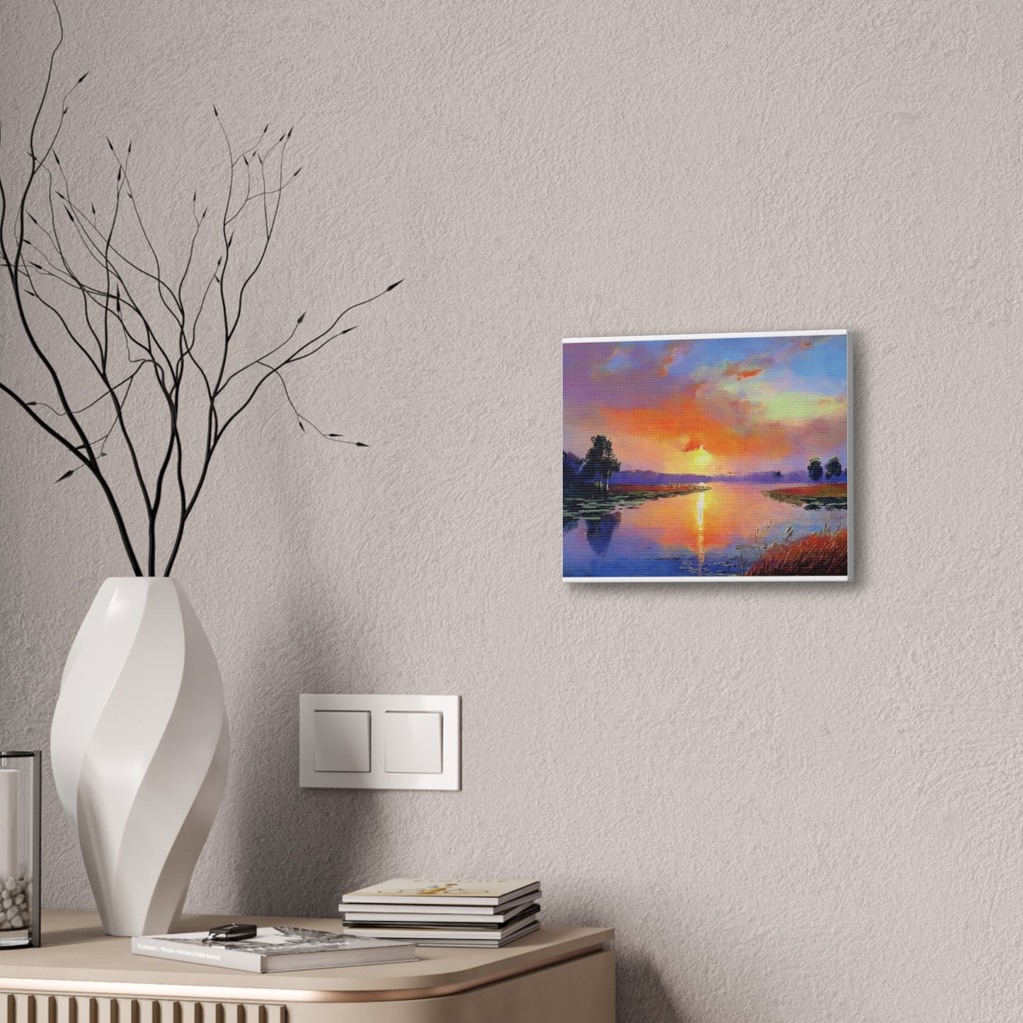 Serene Sunset Canvas Art, Landscape Wall Decor, Nature Lover Gift, Home Wall Art, Tranquil Landscape Painting