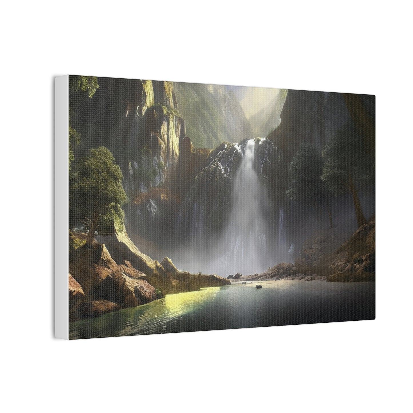 Serene Waterfall Canvas Print, Nature Wall Art, Home Décor, Gift for Nature Lovers, Living Room Artwork, Modern Landscape