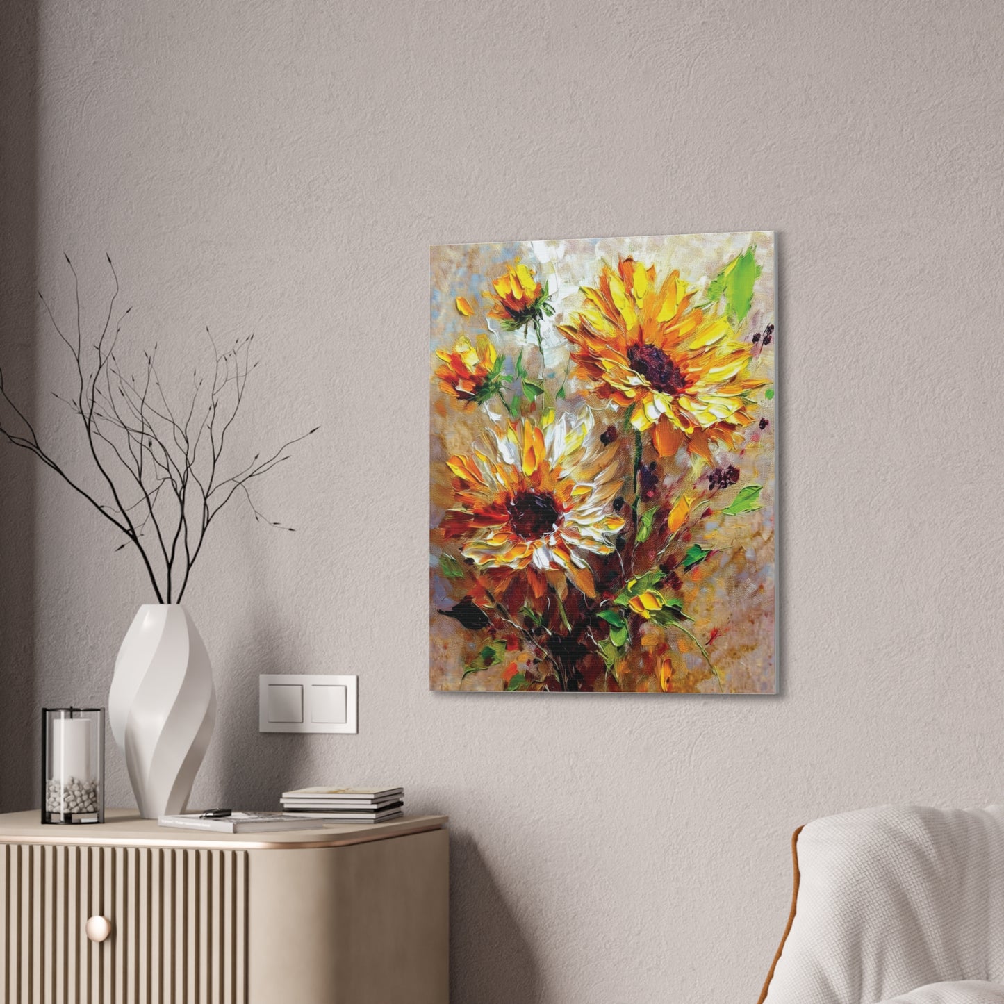 Vibrant Floral Canvas Art Print, Sunflower Wall Decor, Home Office Decoration, Gift for Nature Lovers, Brighten Your Space