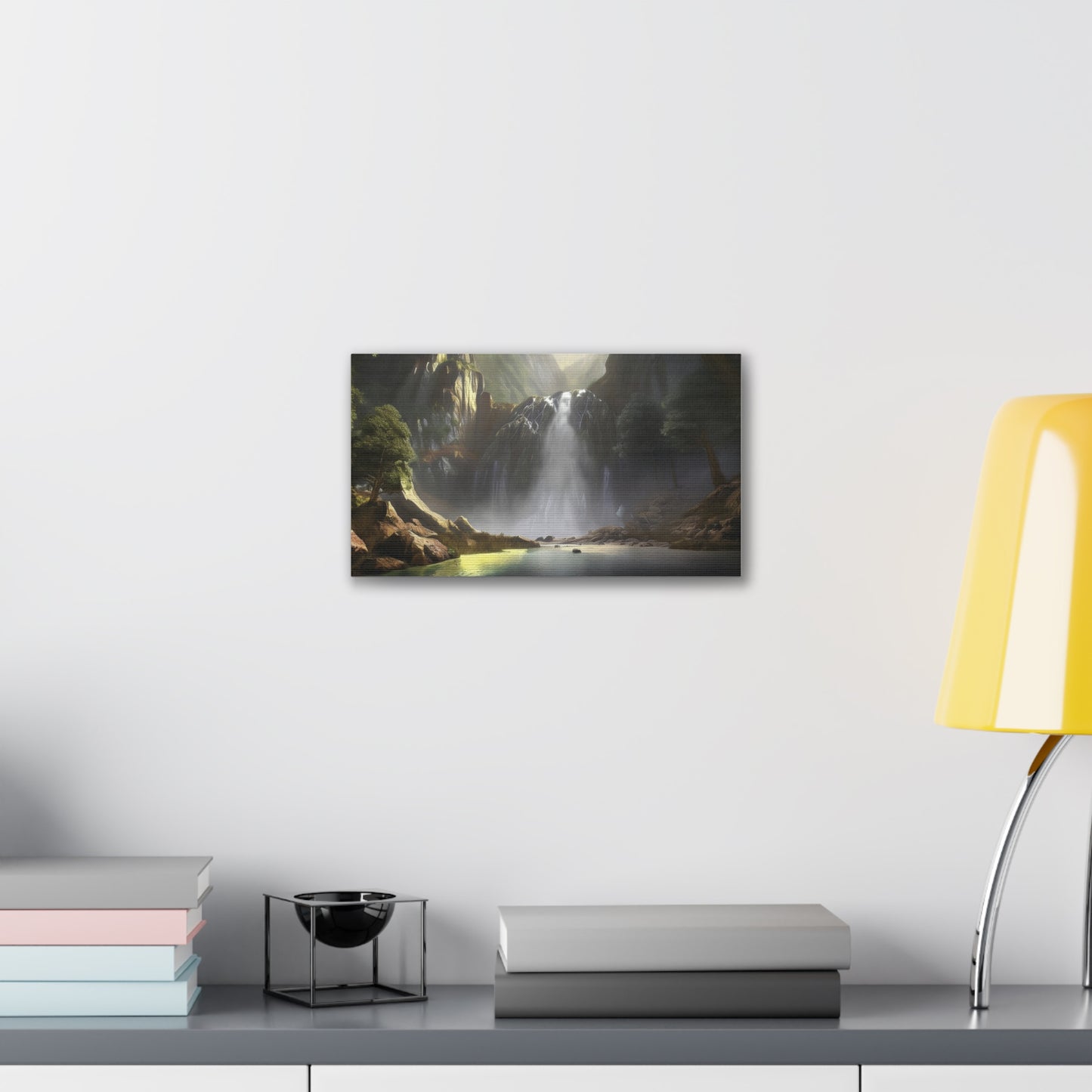 Serene Waterfall Canvas Print, Nature Wall Art, Home Décor, Gift for Nature Lovers, Living Room Artwork, Modern Landscape