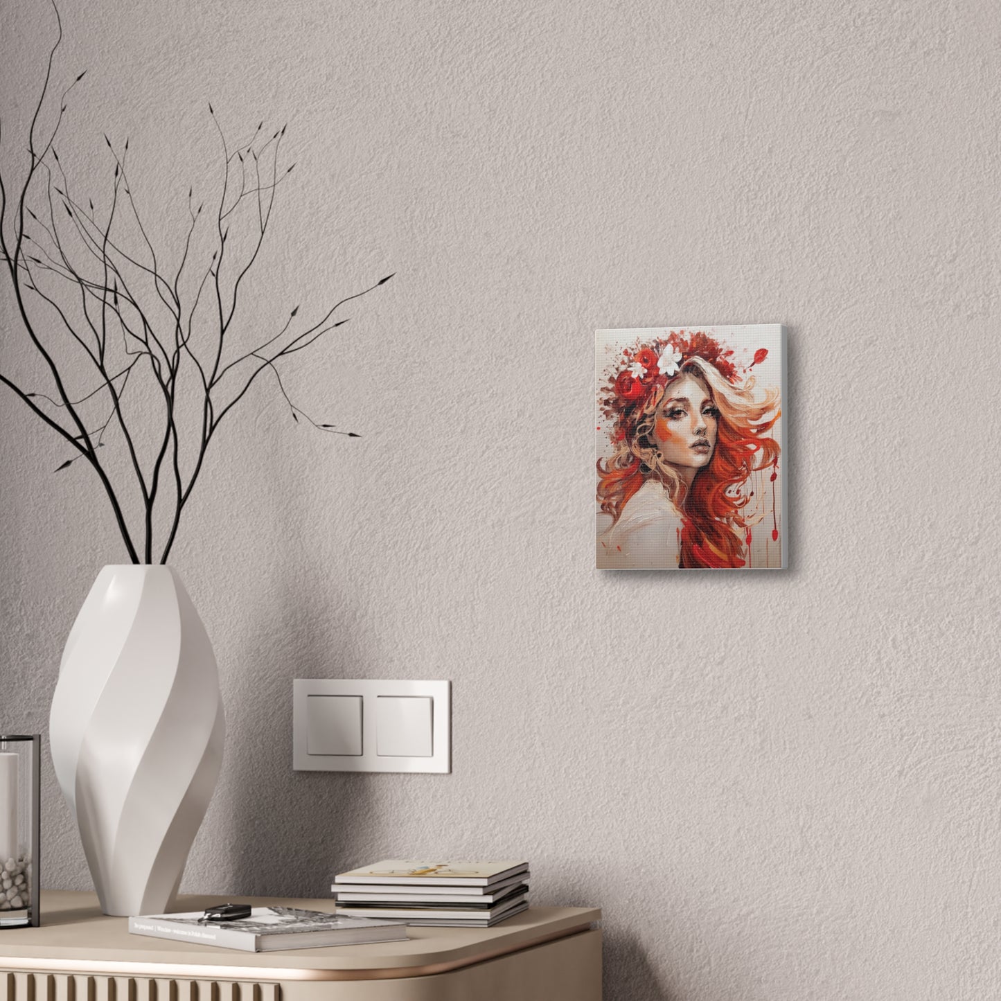 Bohemian Floral Canvas Art Print, Stunning Wall Decor, Gift for Art Lovers, Home Decor, Boho Style, Flower Girl Portrait