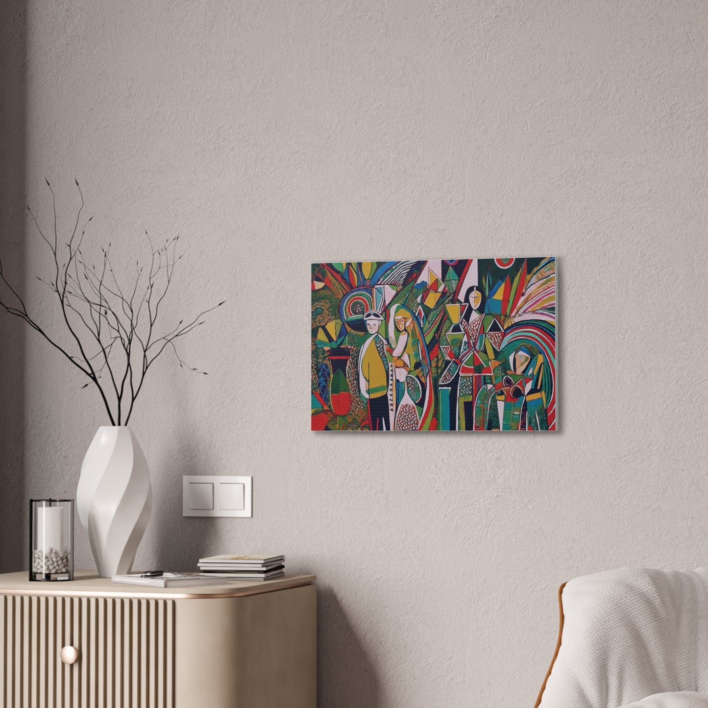 Canvas Print - Colorful Abstract Couple and Lady Standing Away