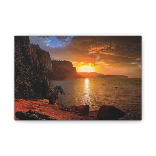 Sunset Canvas Print, Nature Wall Art, Scenic Home Décor, Gift for Nature Lovers, Coastal Landscape Decoration